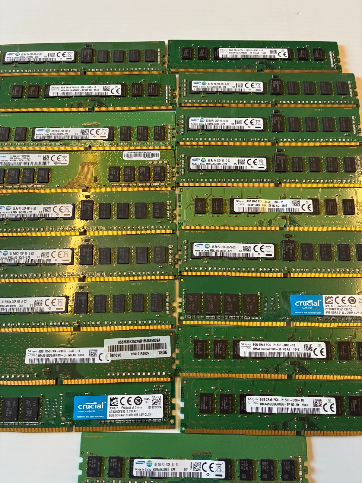 Lot of 19 Samsung 8GB 2Rx8 PC4-2133P ECC DDR4 SERVER MEMORY mix brands
