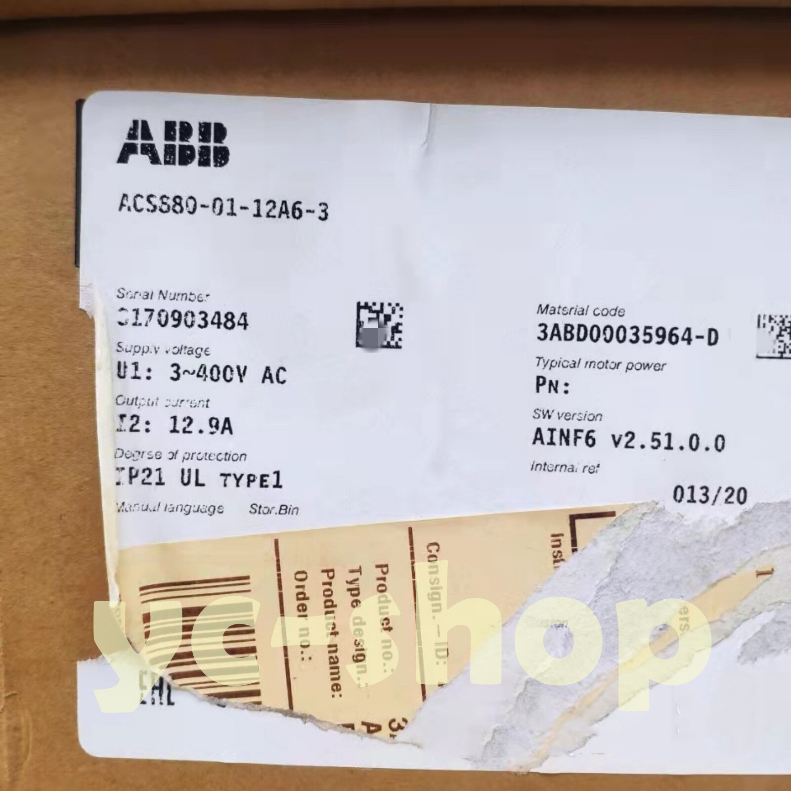 ABB ACS880-01-12A6-3 AC industrial wall-mounted single drive 5.5 kW 12.9 A 400 V
