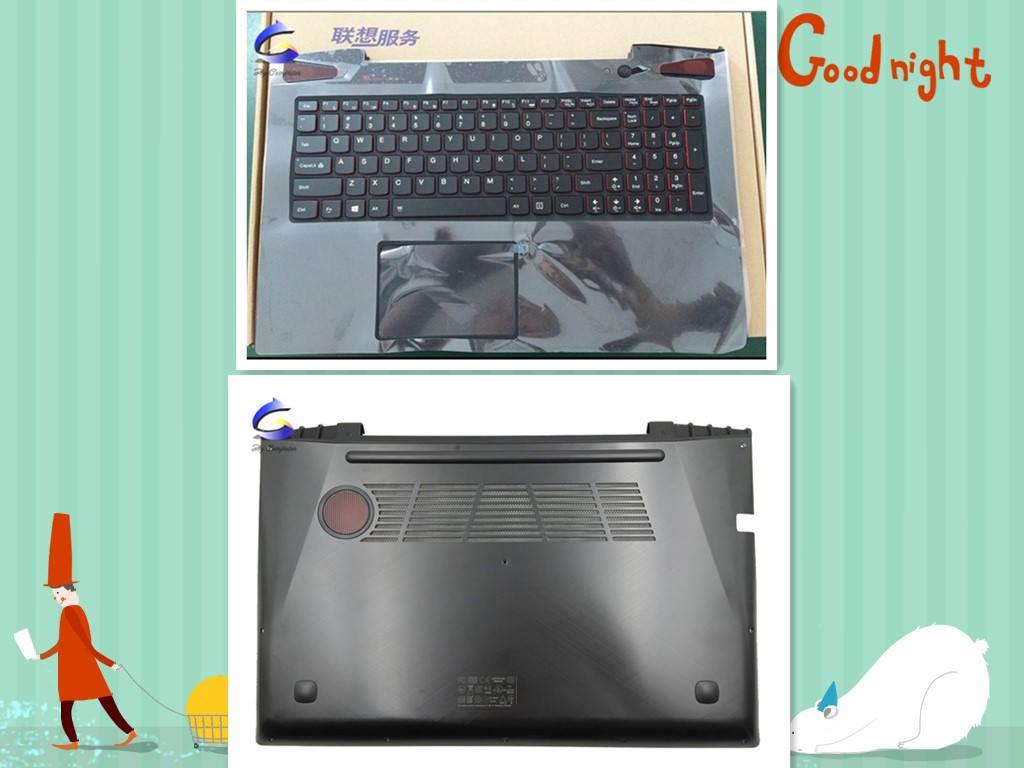 New For Lenovo Y50-70 keyboard palmrest Upper Backlit AP14R000A00 + Bottom Case