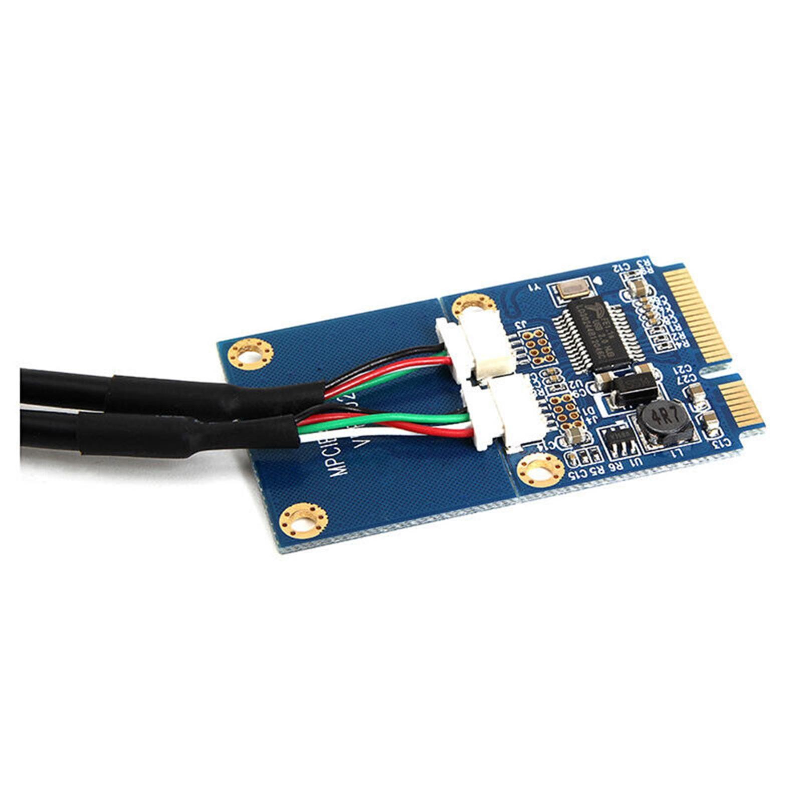 Mini PCI-E PCI Express to 5 Pin Dual USB 2.0 Adapter Riser Expansion Card