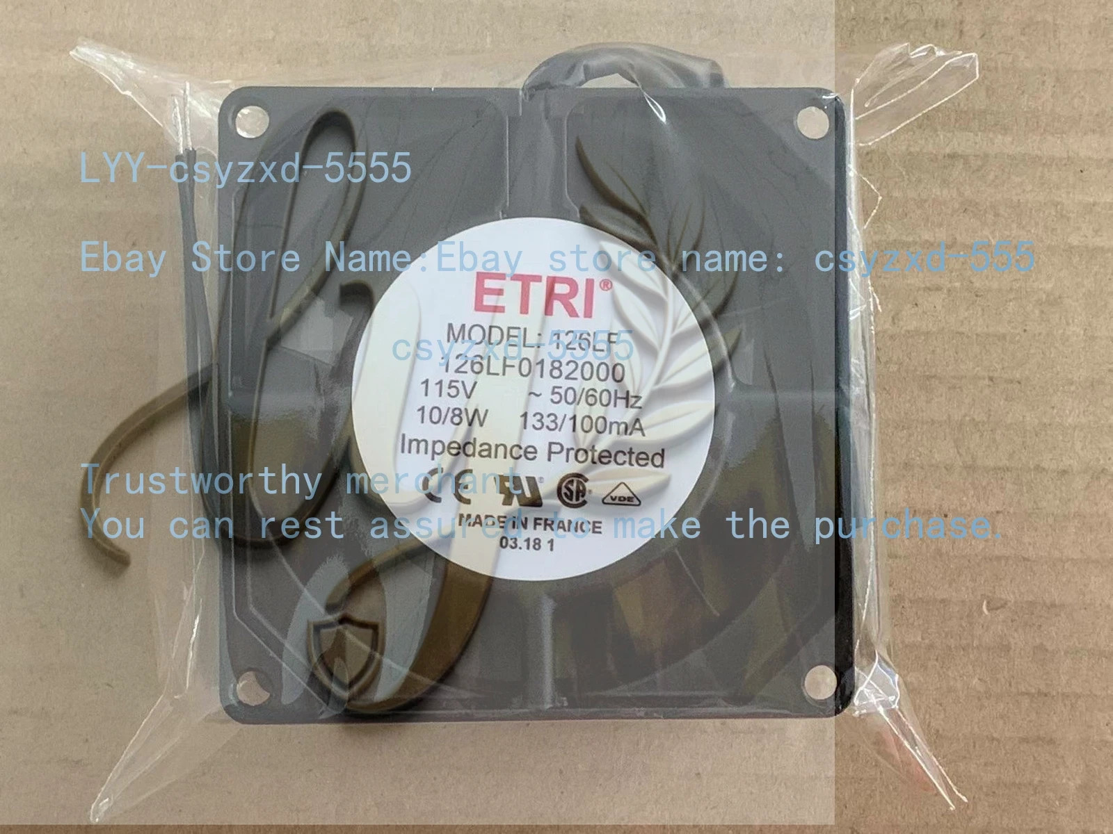 ETRI 126LF 115V 10W/8W 130mA/100mA 8038 8cm Aluminum Frame Cooling Fan