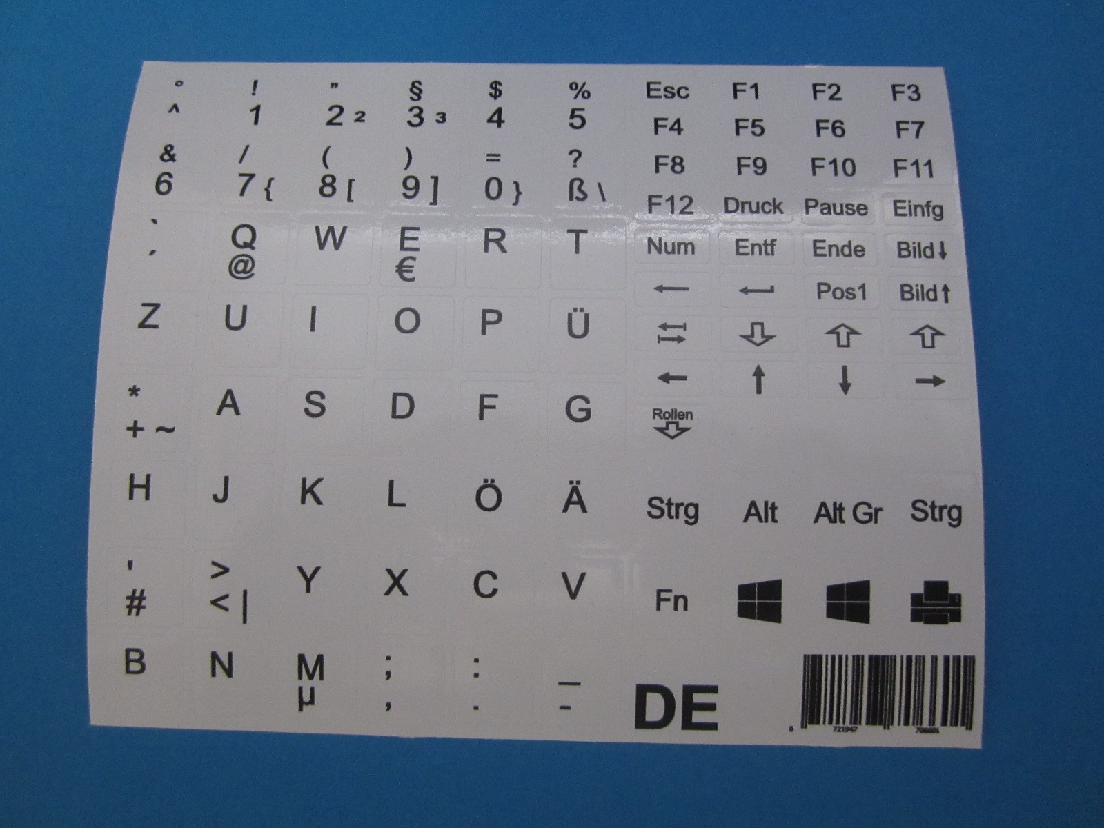 Keyboard sticker notebook German white 89 keys QWERTY Ü Ä