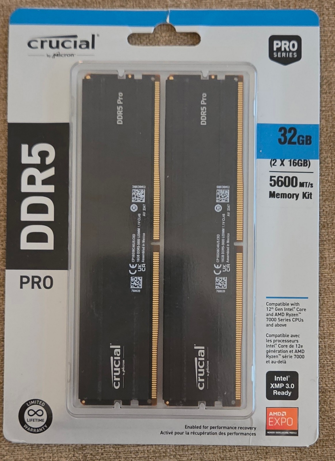 Crucial Pro 32GB (16GBx2) DDR5 5600MHz RAM