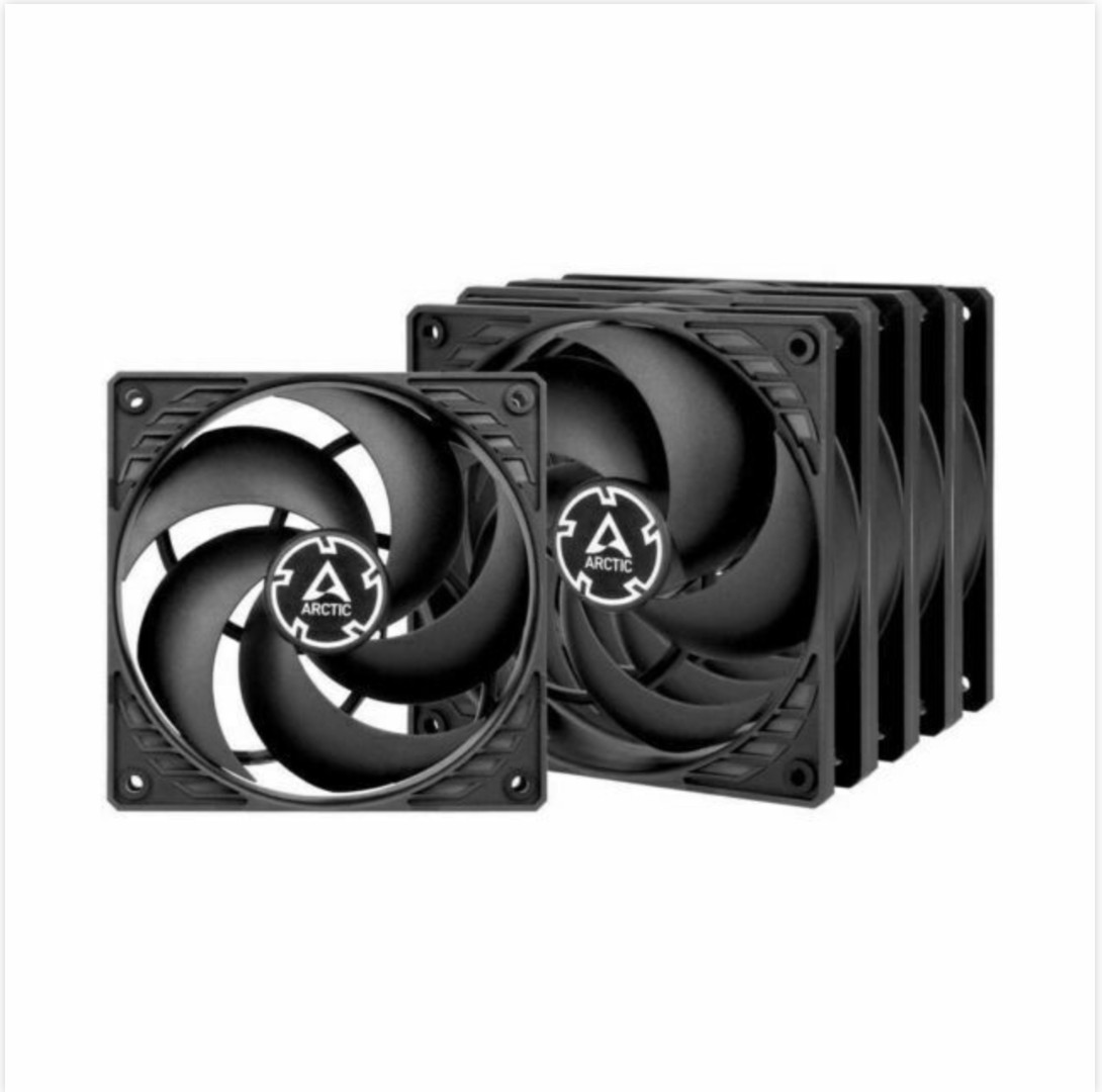 Arctic P12 Fluid Dynamic Bearing 120mm Case Fan – Pack of 5, Black