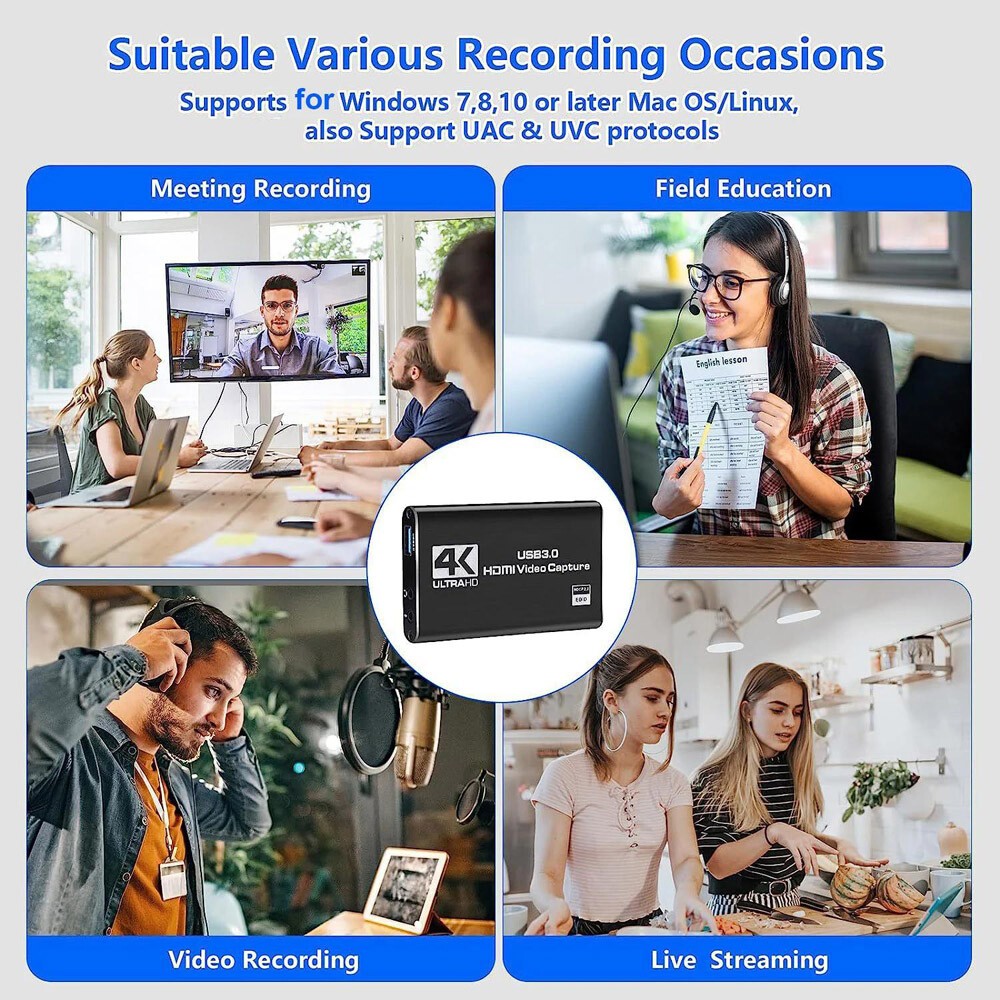 4K Audio Video Capture Card USB3.0 HDMI Video Capture Device Full HD 1080P 2026