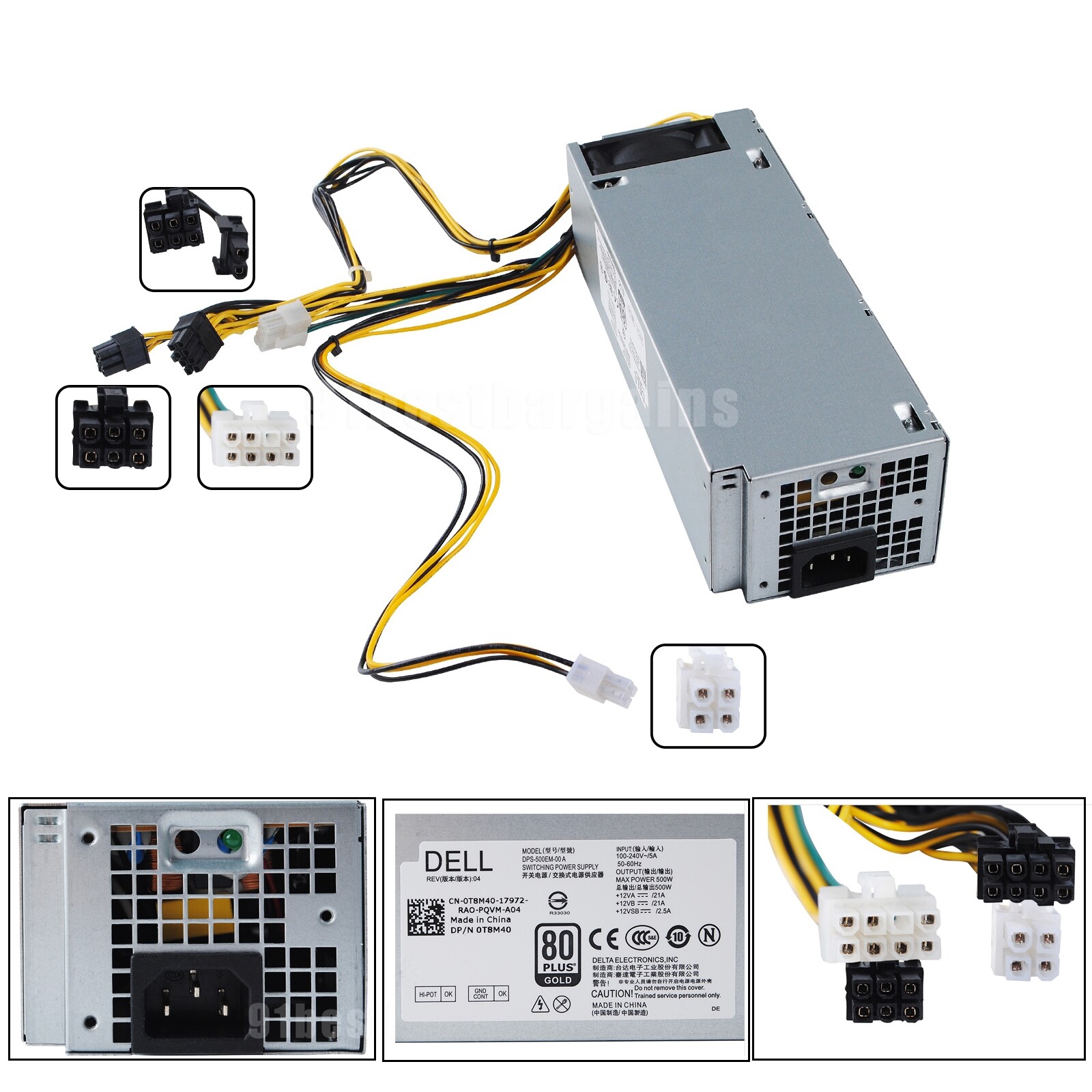 500W Power Supply PSU For Dell 7040 3650 3040 3046 DPS-500EM-00A 4+6+8+8 pin