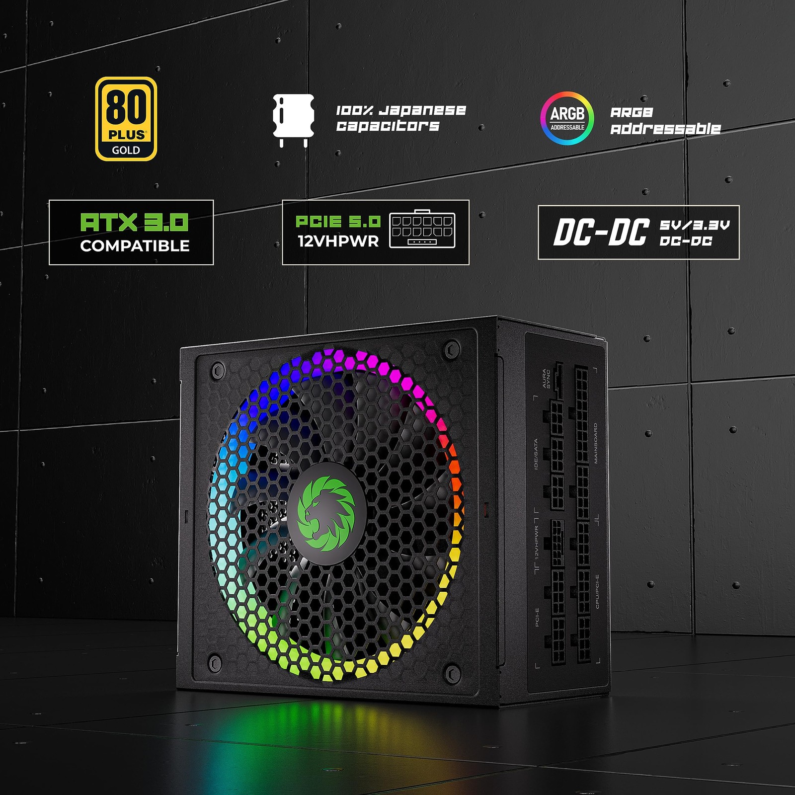 GAMEMAX 750W Fully Modular ARGB Power Supply, ATX3.0 & PCIE 5.0, 80 Plus Gold Ce