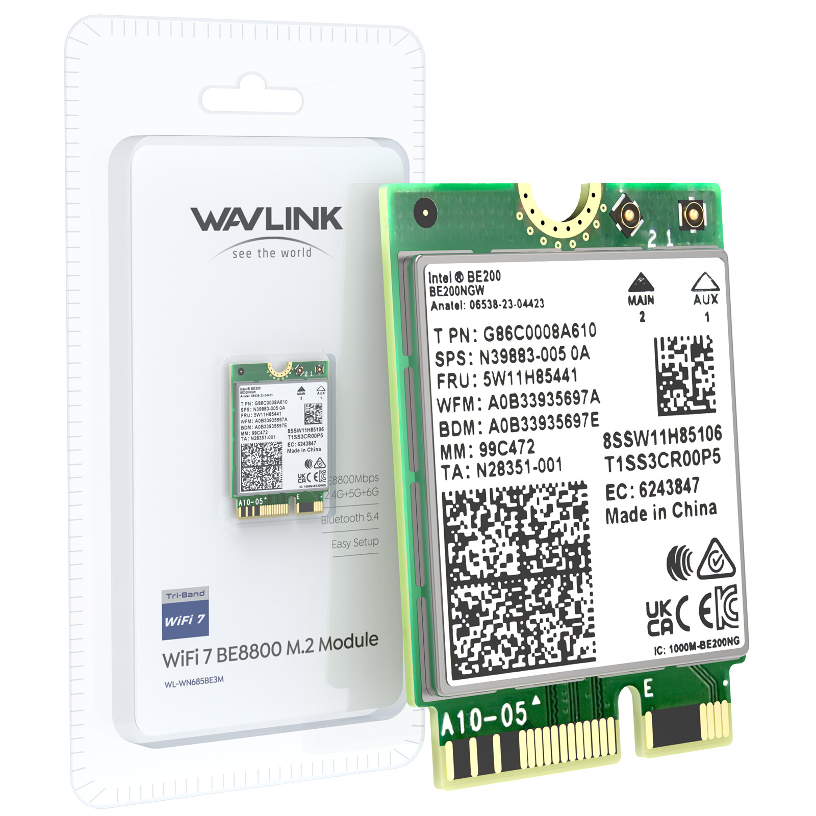 WAVLINK WiFi 7 BE8800 Tri-Band Card 8774Mbps BT 5.4 M.2 E-Key Win 10/11
