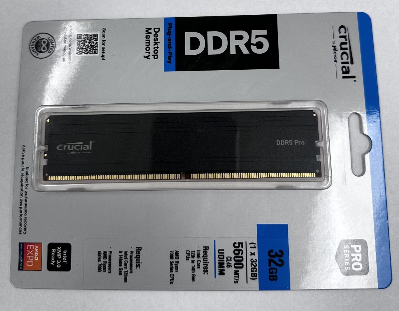 Crucial Pro 32G PC5-44800 DDR5-5600MHz Non-ECC CL46 Memory Module (CP32G56C46U5)