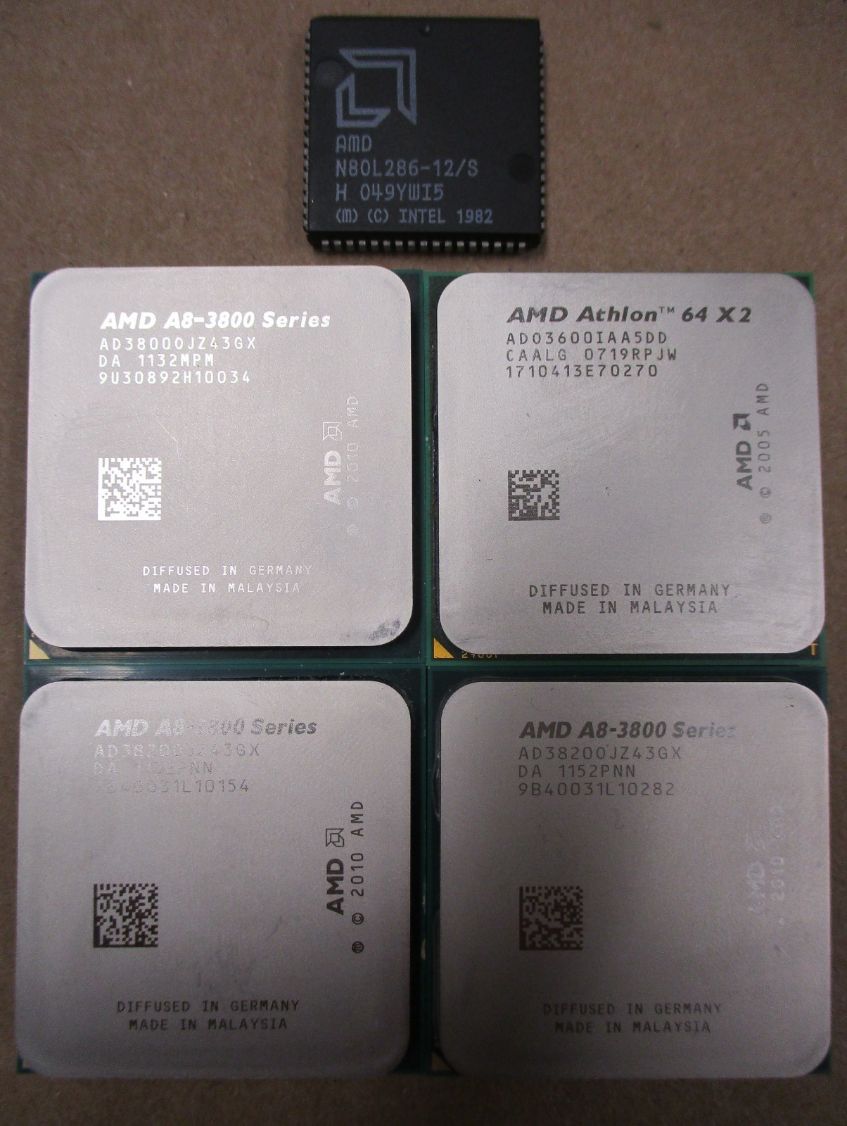 5 x AMD CPU (1 x Athlon 64 X2, 3 x A8-3800 Series, 1 x N80L286-12/S) See Details