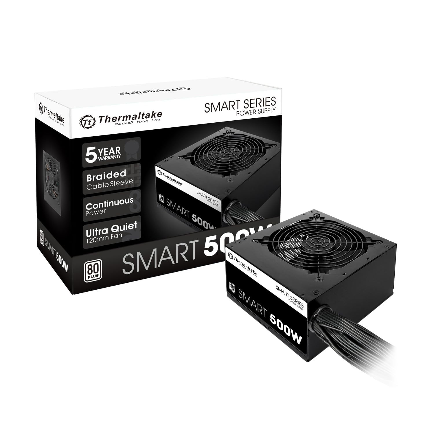 Smart 500W 80+ White Certified PSU ATX 12V V2.3 EPS 12V Quiet 120mm Fan Tool