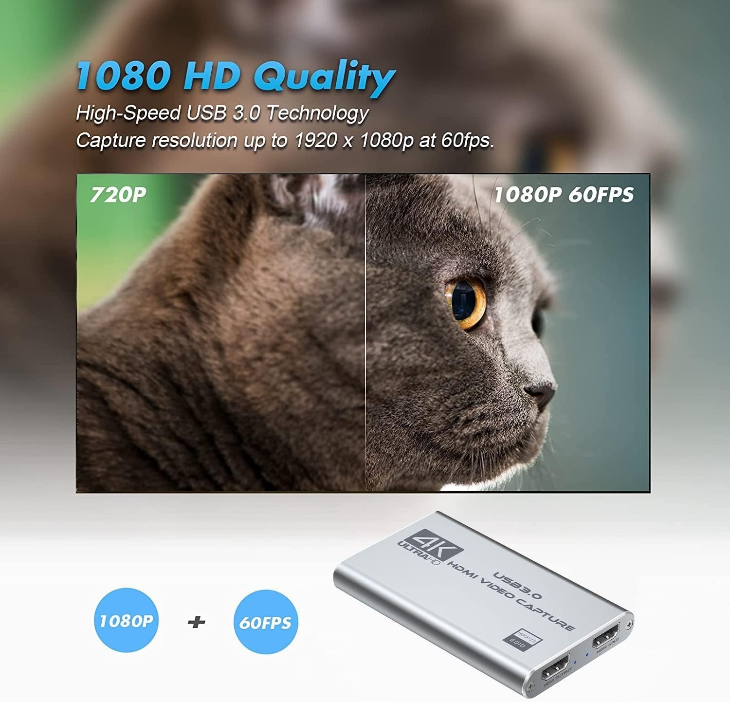 Video Capture Card 4K 1080P 60FPS, USB 3.0 HDMI Video Capture Device, HD Game…