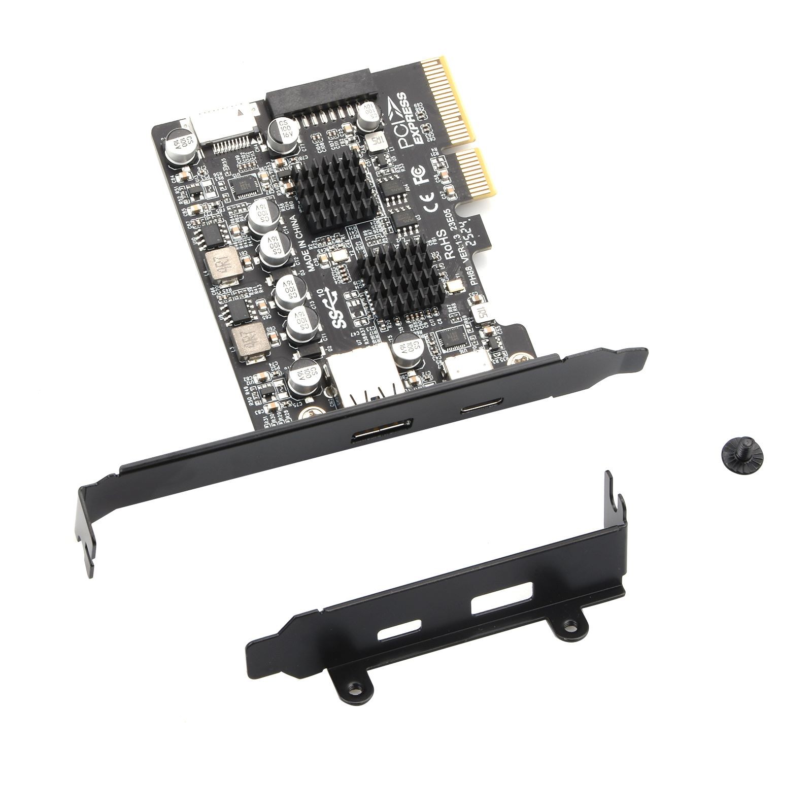PCIe 3.0 to USB 3.2 Gen2 10Gbps Expansion Card Multiple Interfaces Type A/C/E