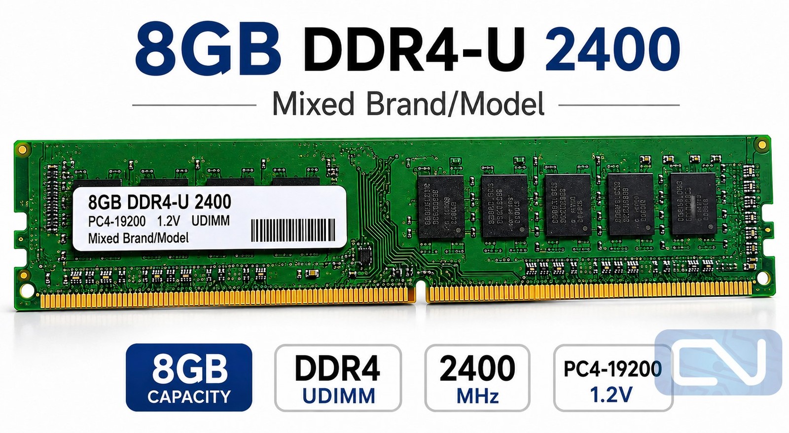 8GB DDR4 2400 MHz Mixed Brand PC4-19200 U-DIMM (Desktop Memory) RAM