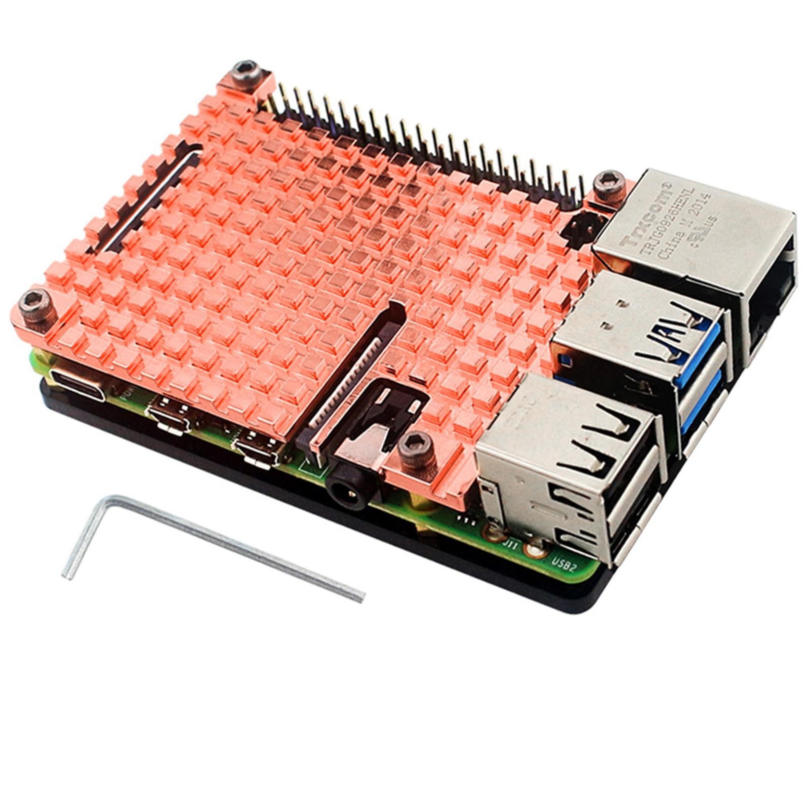Thin Copper+Acrylic Heatsink Protective Passive Cooling Case For Raspberry Pi 4B