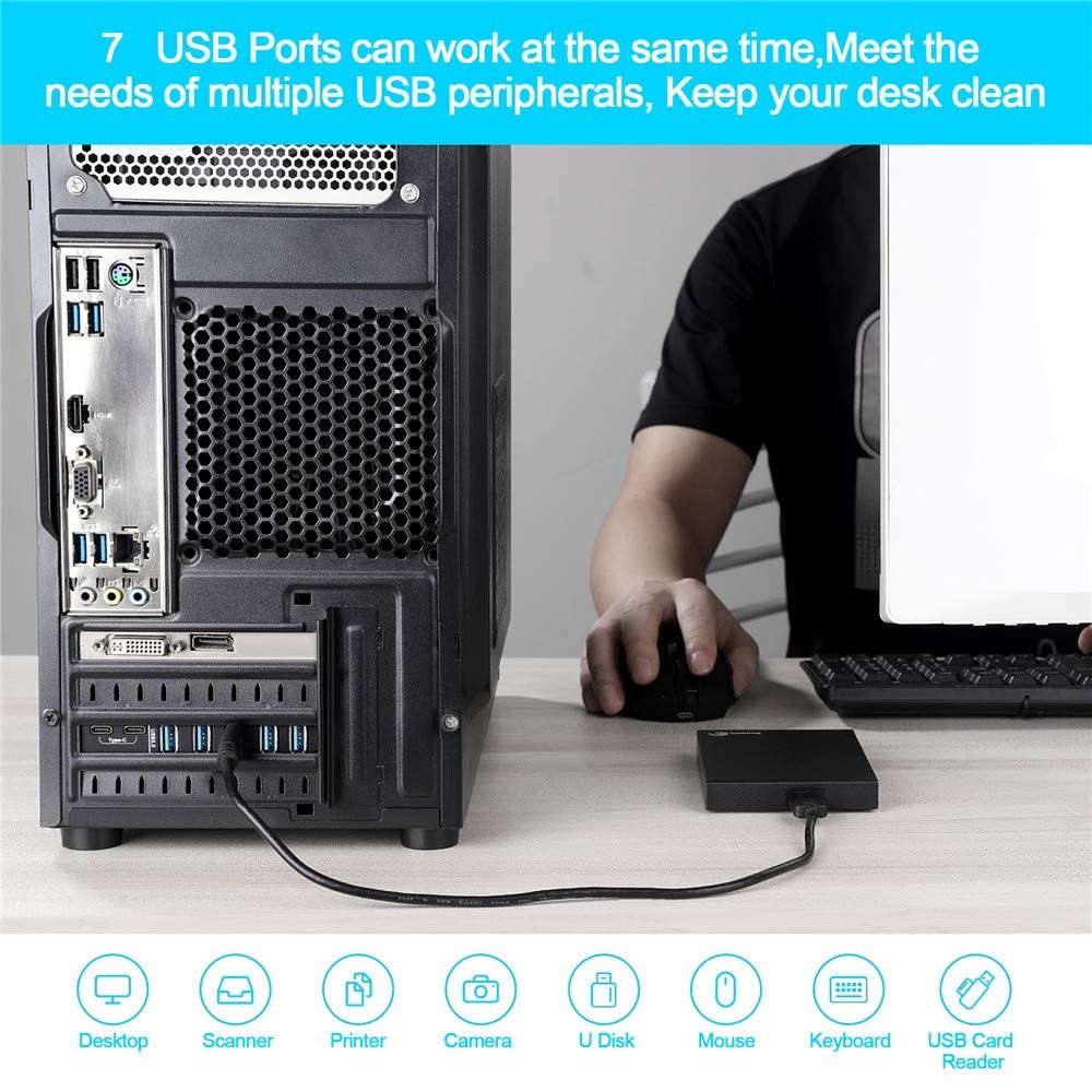YEELIYA PCIE USB 3.0 Expansion Card 7 Ports (5X Type-A and 2 C) PCIe…