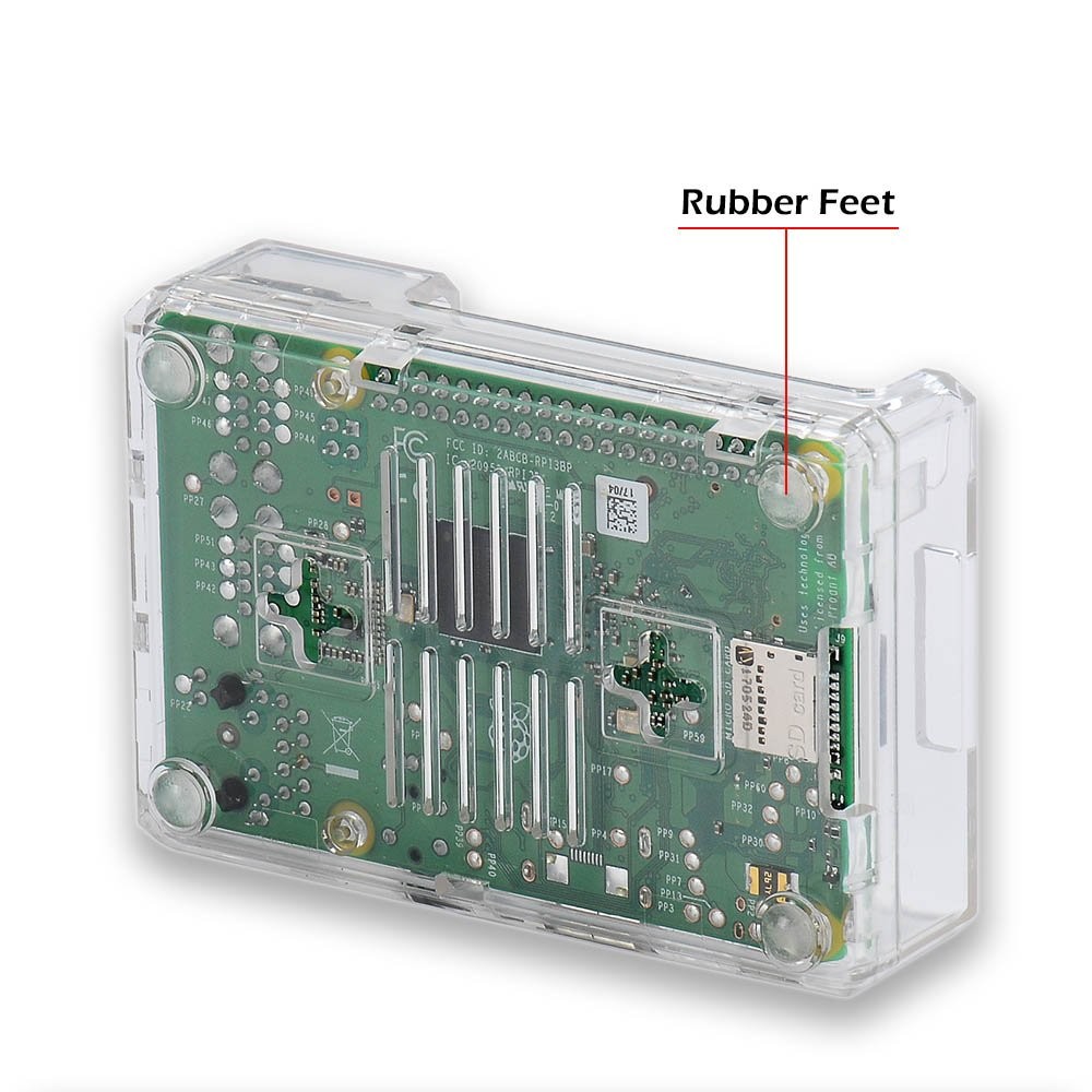 Raspberry Pi 3B+ Case – Transparent with Heatsink – Access to All Ports