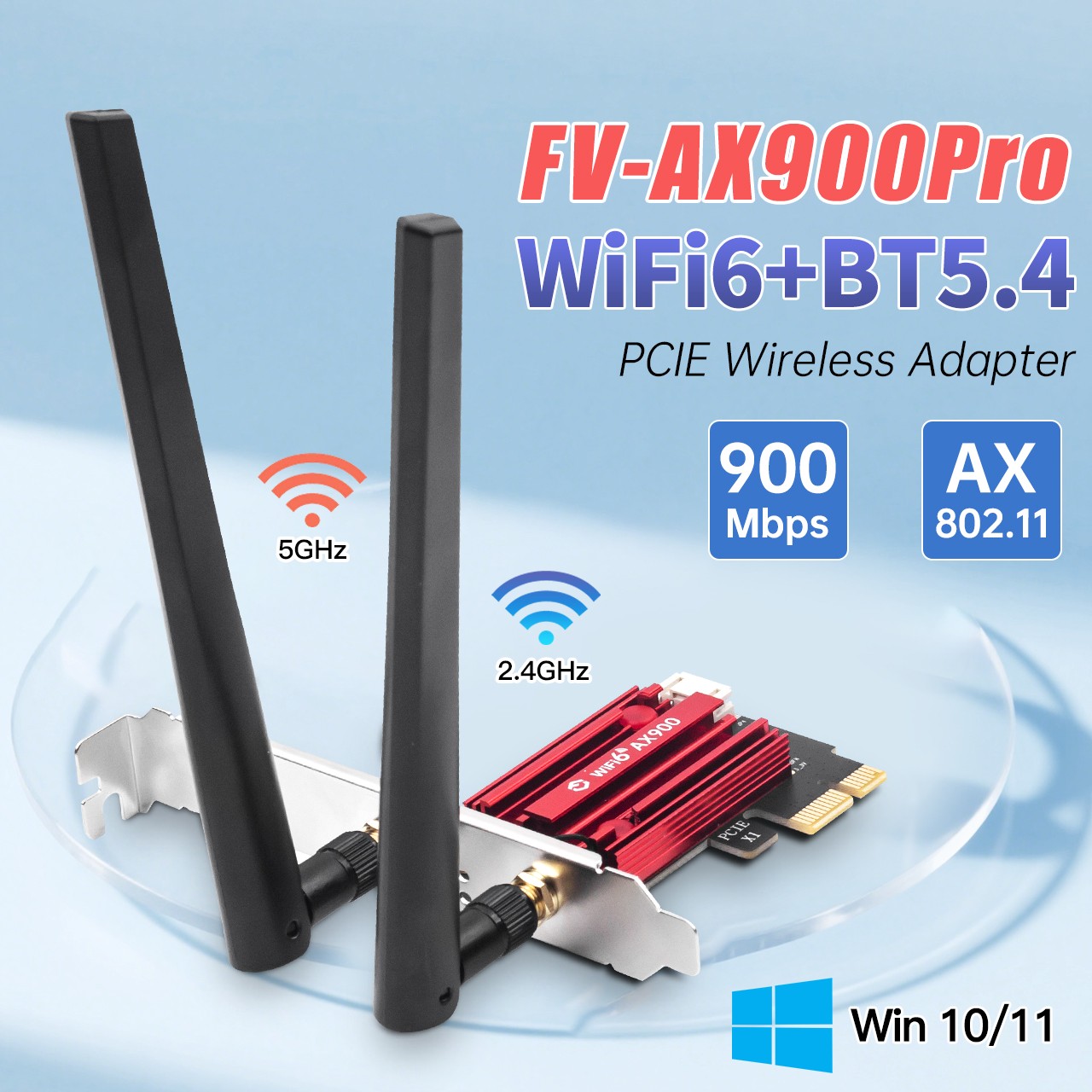 FV-AX900Pro WiFi 6 PCI-E Wireless Card 900Mbps Dual Band BT5.4 802.11AX Adapter