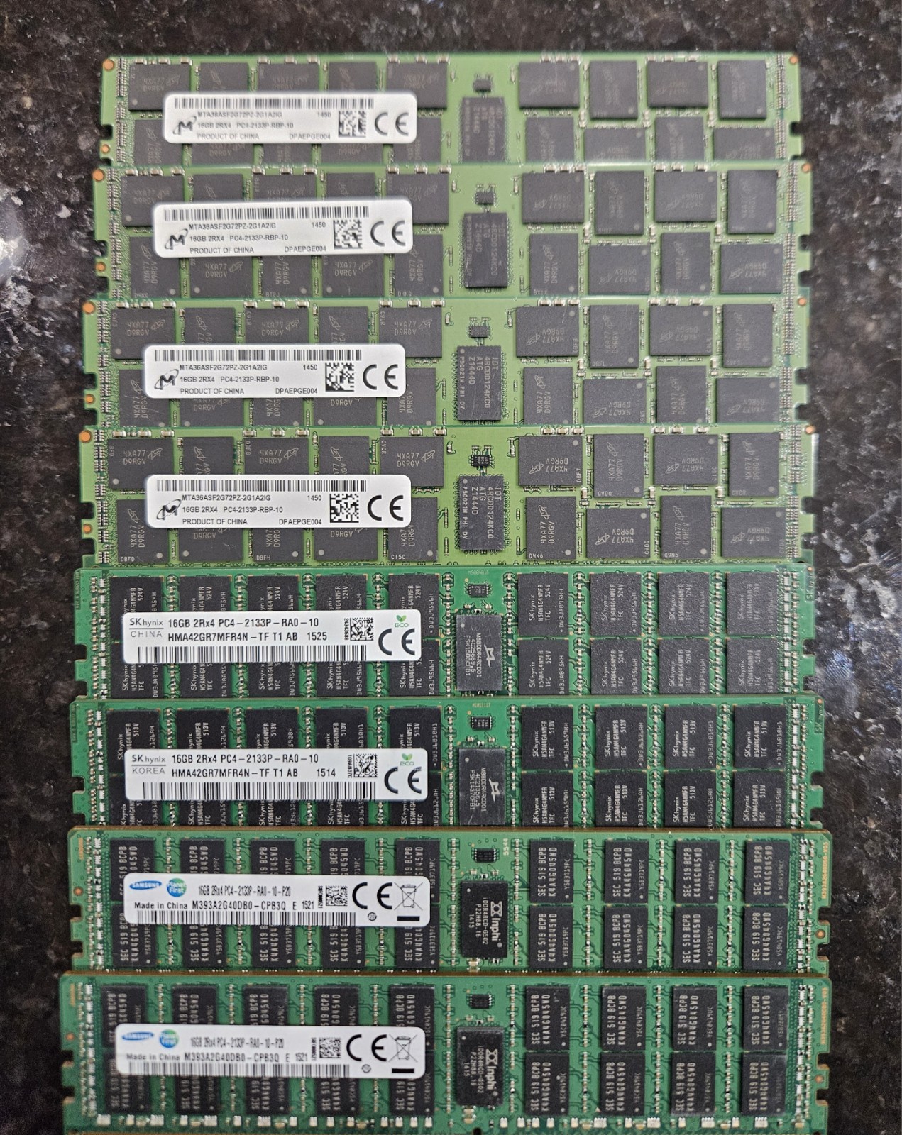 Mixed Brands 128GB (8x16GB) DDR4-2133P PC4-2133P ECC Registered RDIMM