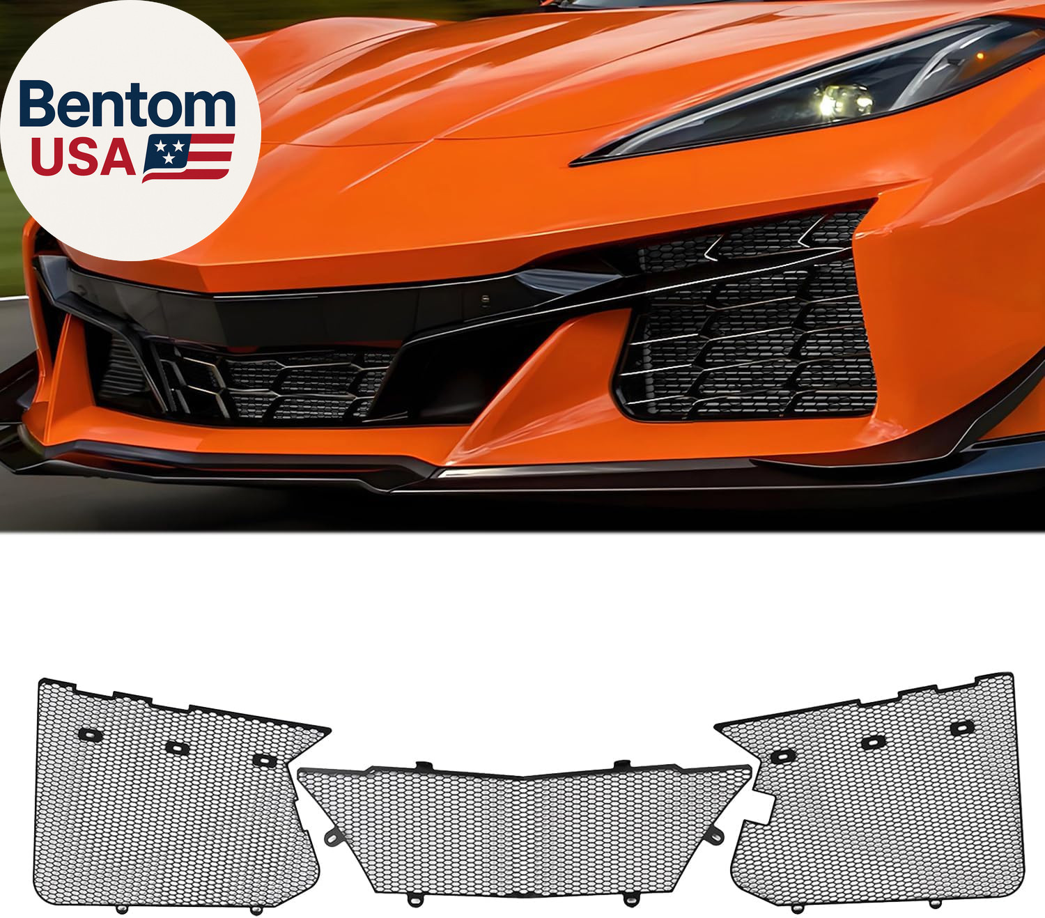 3Pcs Black Upgraded Front Radiator Guards Grille,Aluminum Body Bumper OEM Style