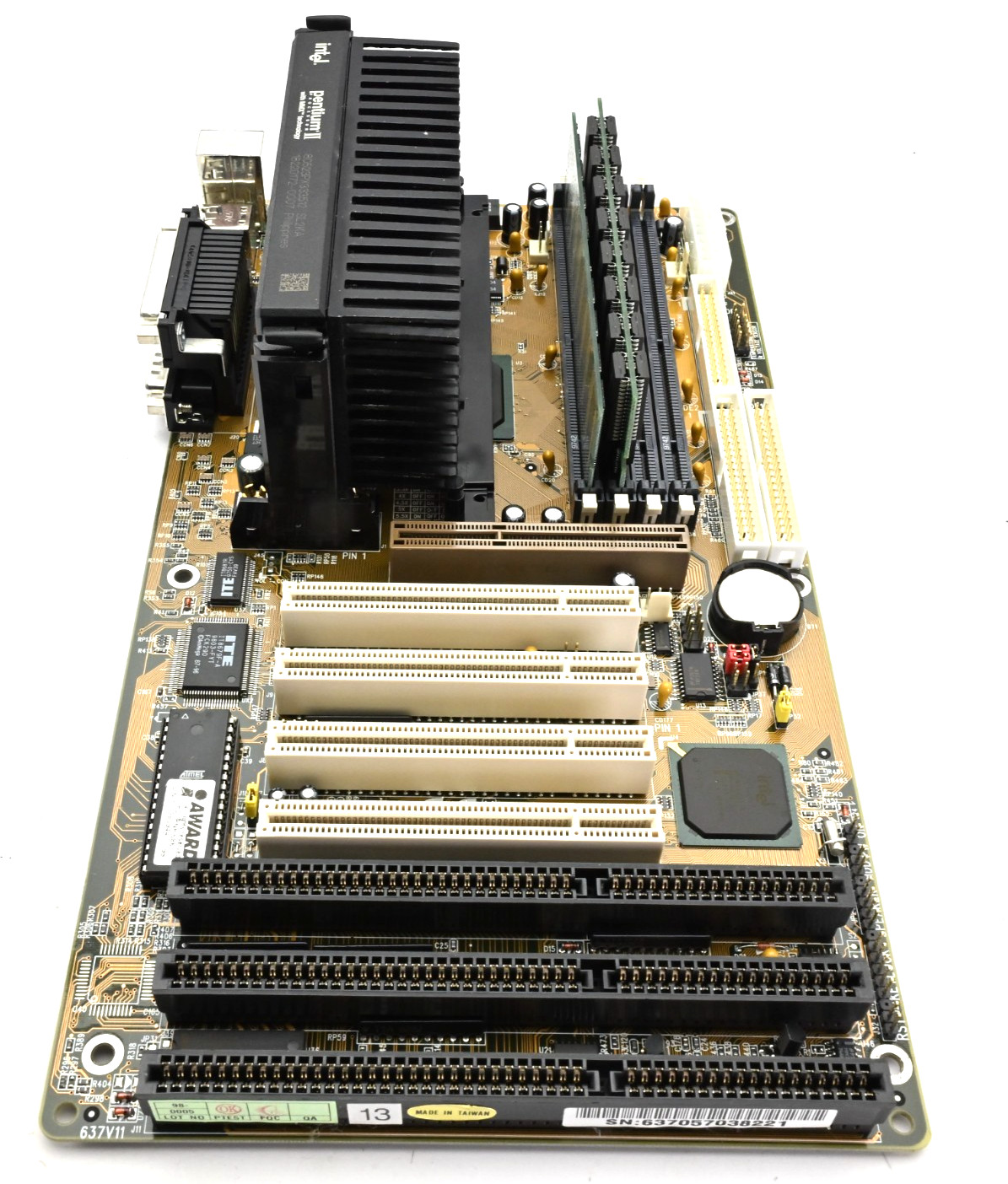 ASUS P2B Slot 1 Motherboard Pentium II 333Mhz SL2KA CPU, RAM, VINTAGE!