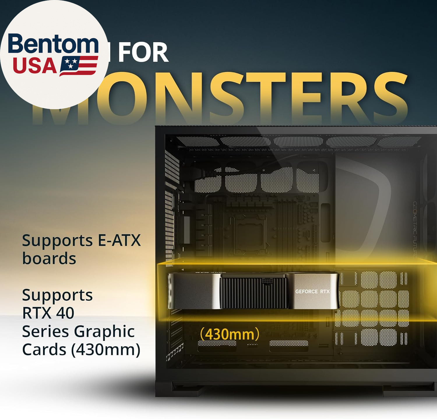 M5 Vent Mesh Front Panel Tempered Glass Mid Tower, E-ATX/ATX Gaming Case, High A