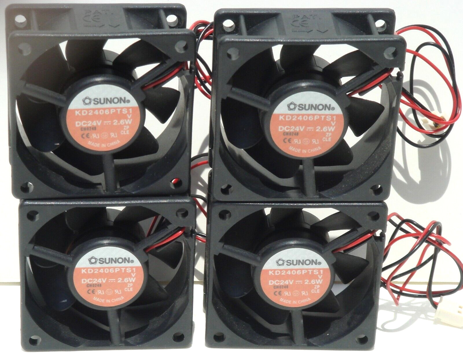 4 SUNON Rotary Fans KD2406PTS1, 60 x 60 x 25mm, 24 VDC, 2.6 W, 6 CM, 2-Pin Power