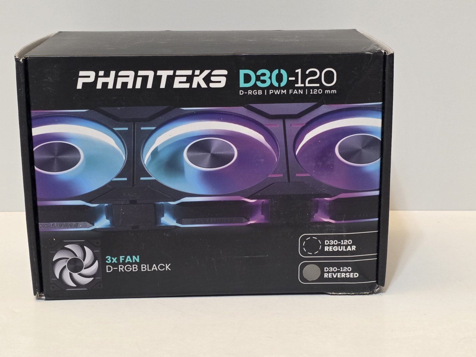 Phanteks D30-120 D-RGB PWM 120mm Fan – REVERSED – 3Pack – BLACK – New