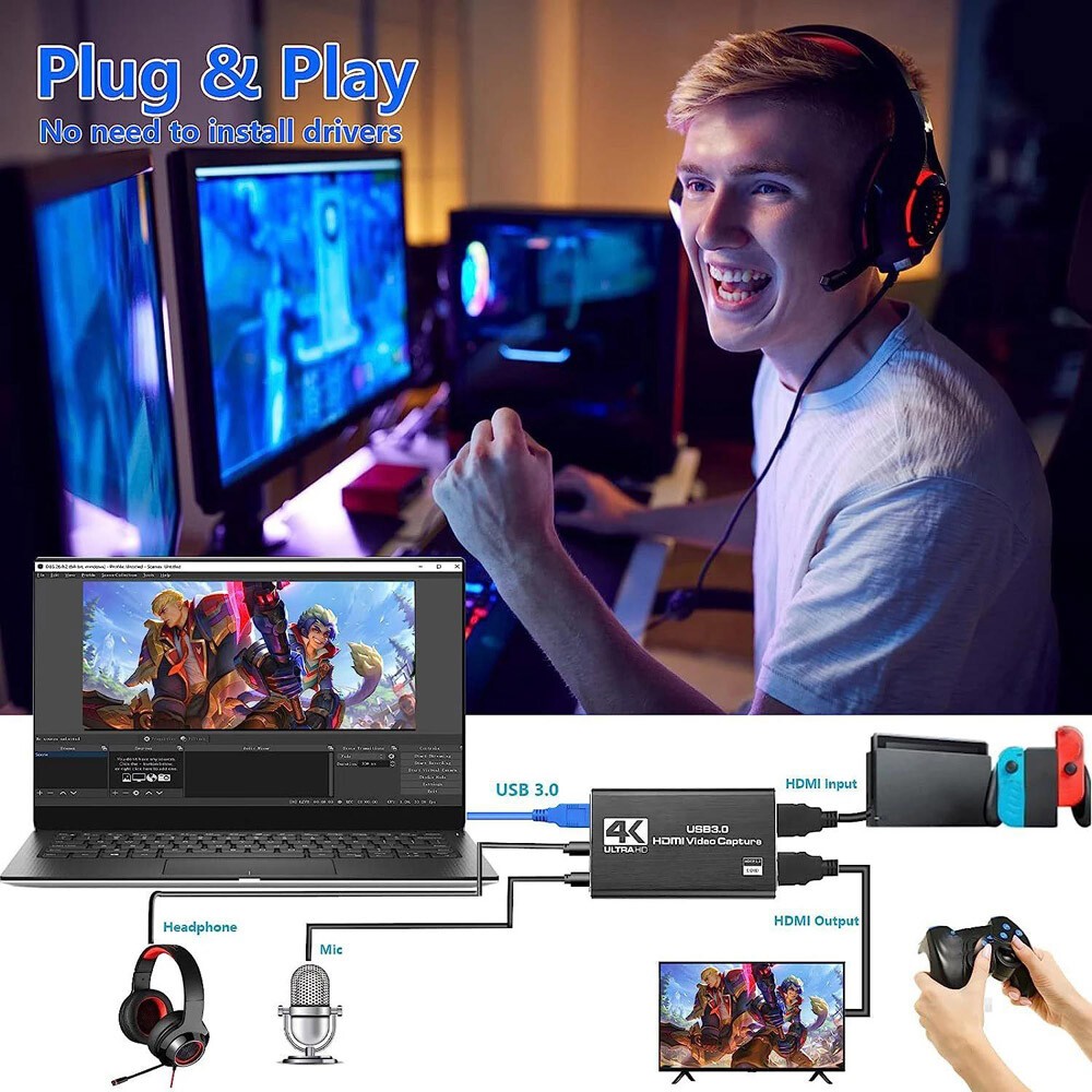 4K Audio Video Capture Card USB3.0 HDMI Video Capture Device Full HD 1080P 2026