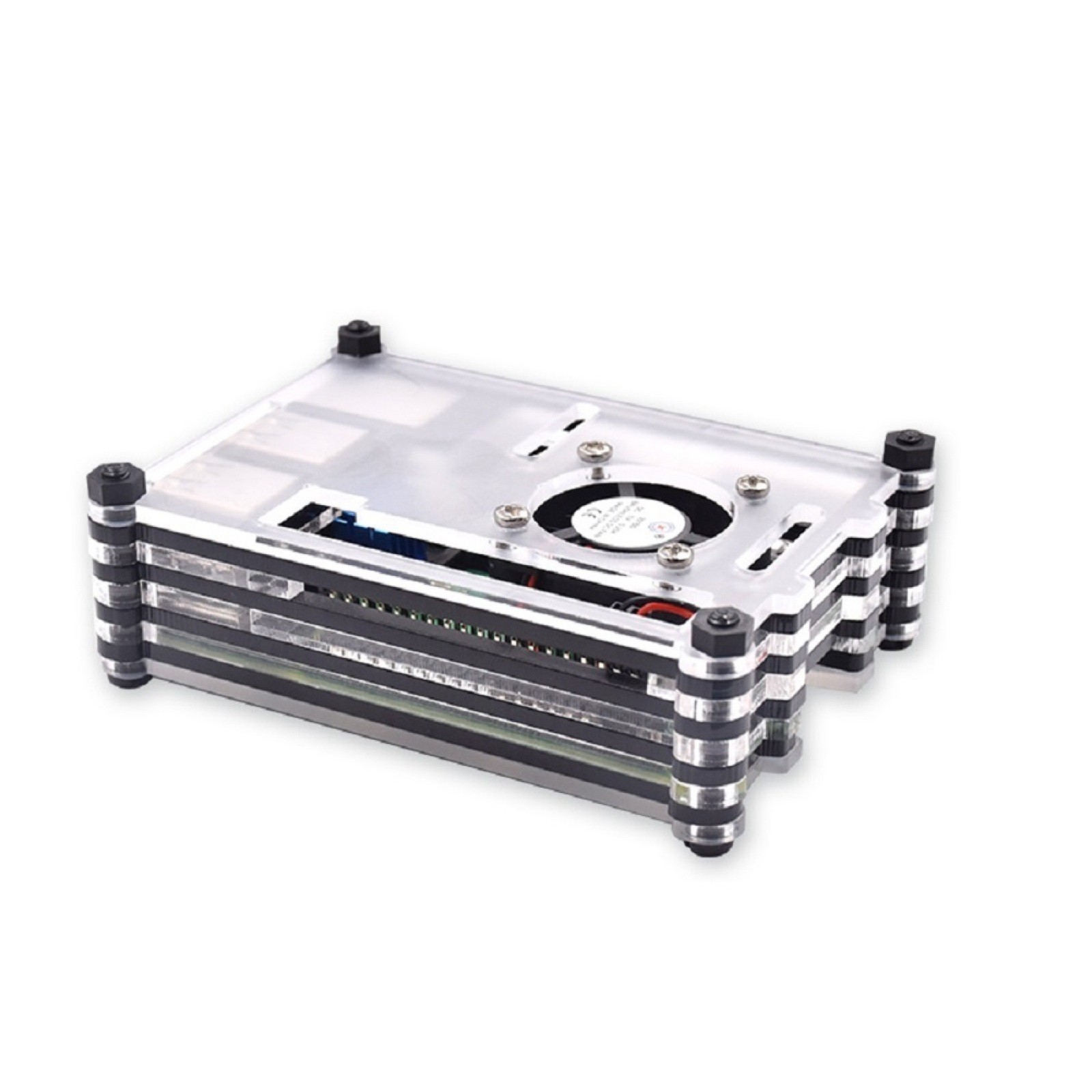 9 Layers Acrylic Transparent Case With Cooling Fan For Raspberry Pi 3B+/3B F