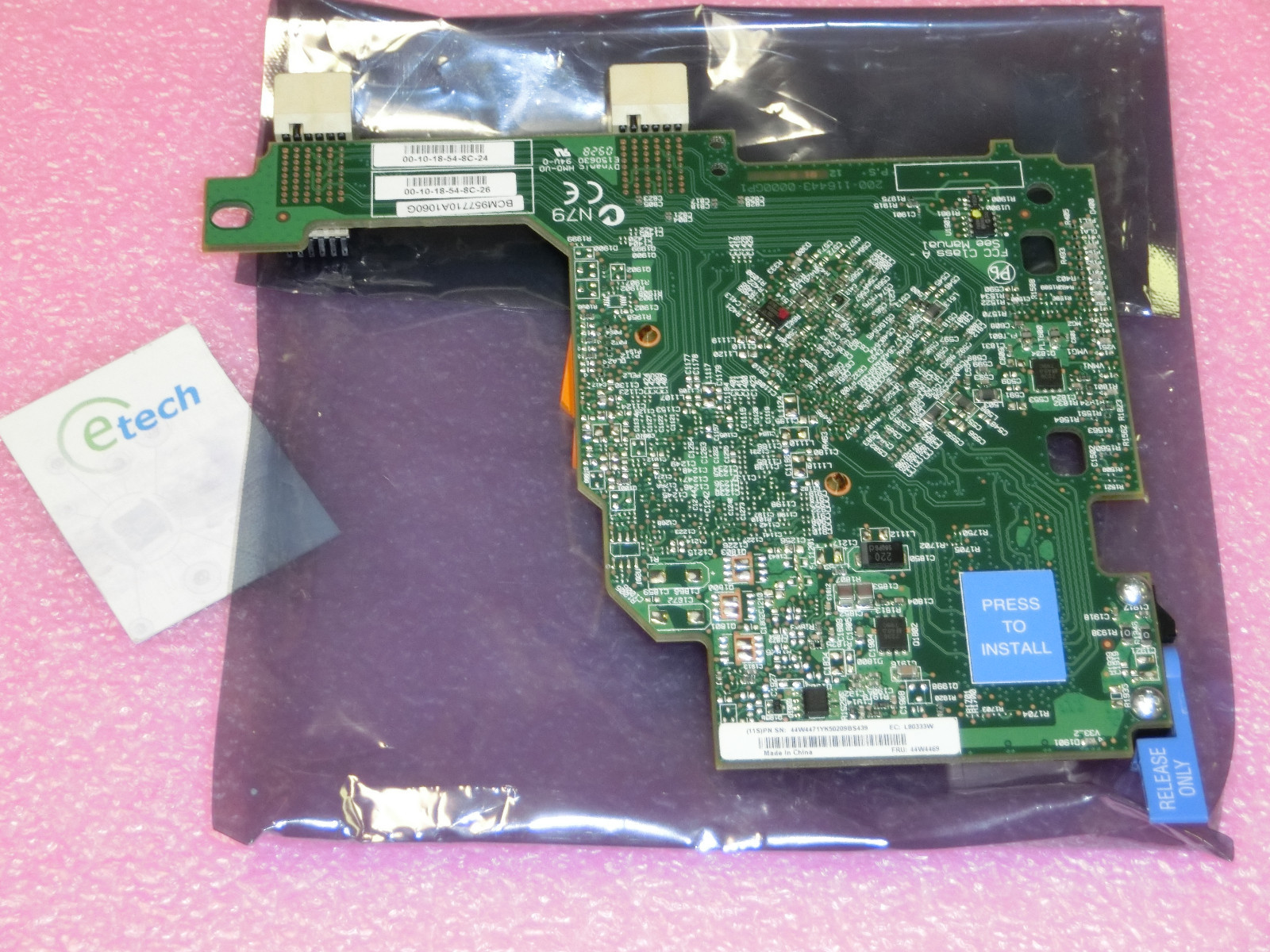 44W4466 – IBM Broadcom Dual-Port 10 Gigabit Ethernet Card CFFH HS22, FRU 44W4469