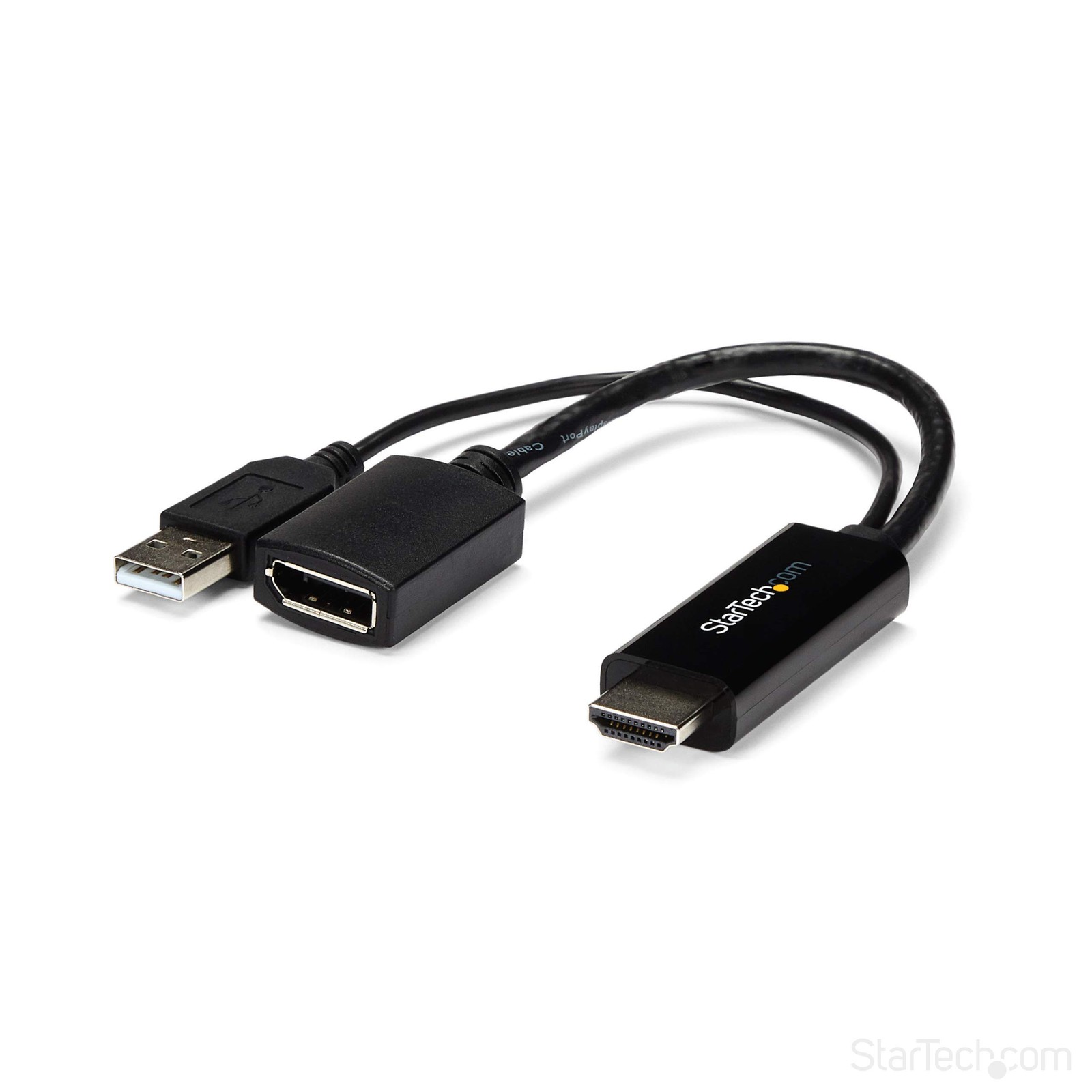 StarTech.com 4K 30Hz HDMI to DisplayPort Video Adapter w/ USB Power – 6 Black