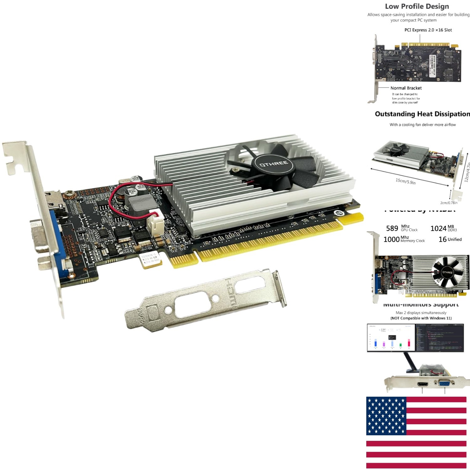 NVIDIA GeForce GT 210 GPU with HDMI and VGA Outputs – Compact Design