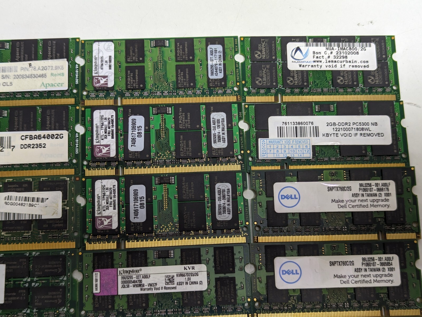36GB (18X 2GB) PC2-5300S PC2-6400S 667MHZ 800MHZ DDR2 LAPTOP NOTEBOOK RAM (3150)