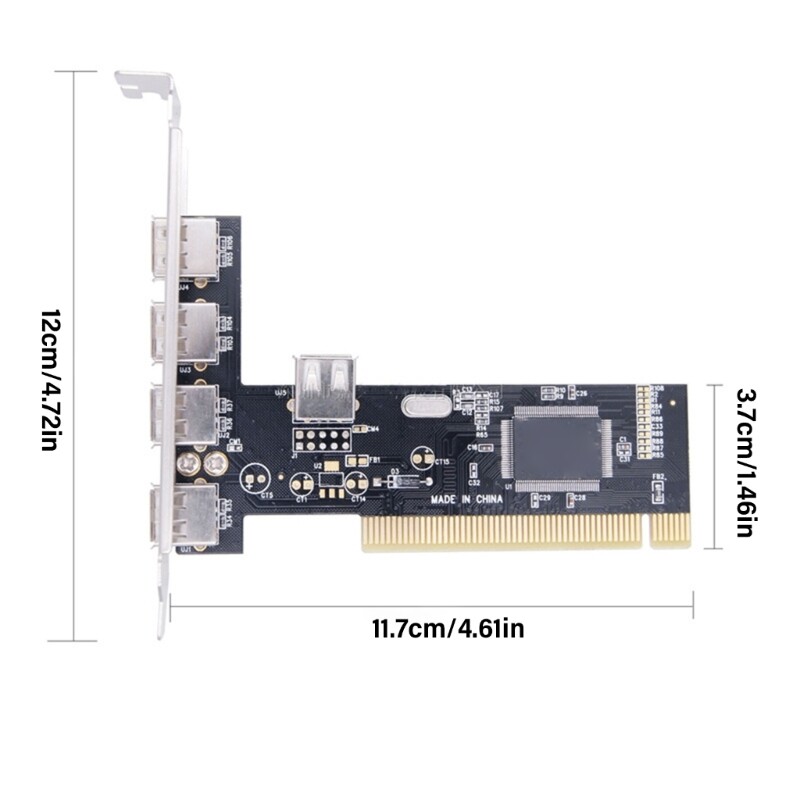 480Mbps PCI to USB 2.0 Extension Card Adapter Expansion Card USB 2.0 5 Port