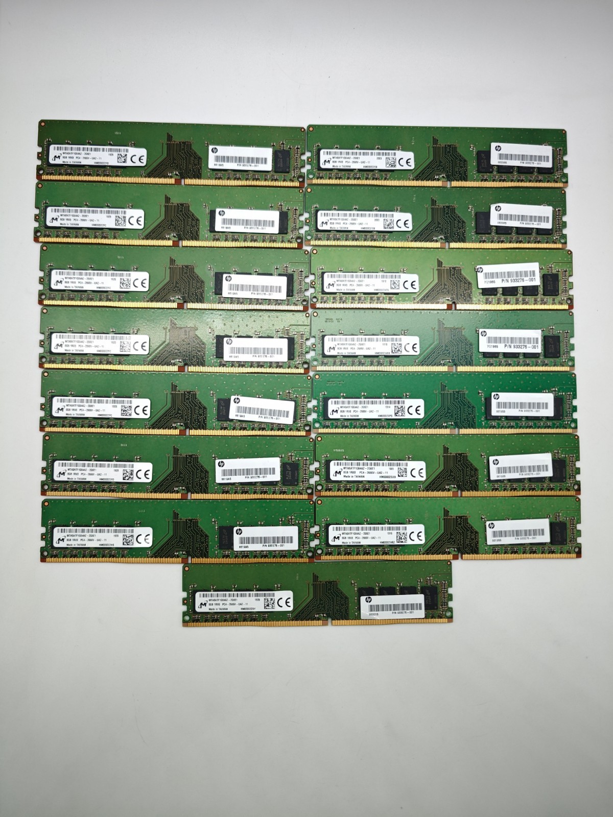 Lot of 15 MICRON 8GB 1RX8 PC4-2666V-UA2-11-MTA8ATF1G64AZ-2G6E1-DESKTOP MEMORY