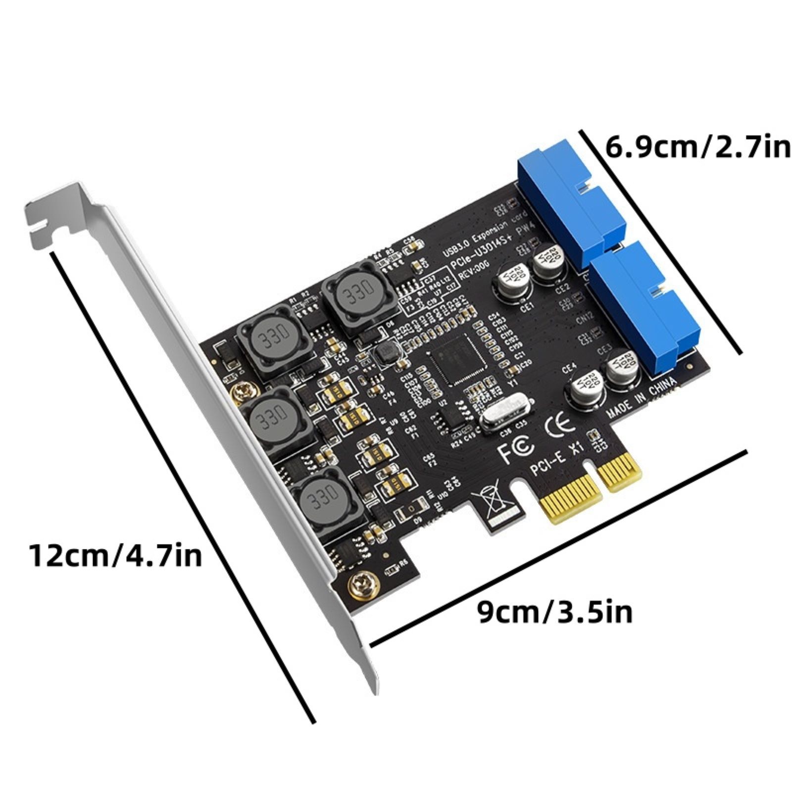 1pc PCIE to Internal 2 Port 19Pin Header 4 Port USB 3.0 Expansion Adapter Card