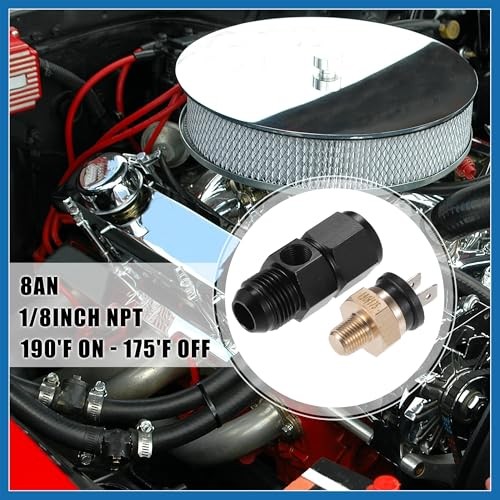 1 Set Auto Engine Temperature Cooling Fan Switch Fitting Adapter 8AN 190’F On
