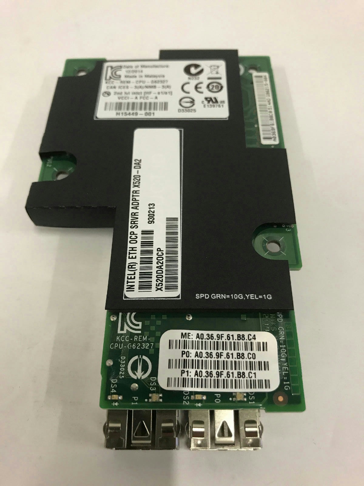 INTEL X520-DA2 ETHERNET SERVER ADAPTER 10GBE Dual Port Mezzanine X520DA20CP