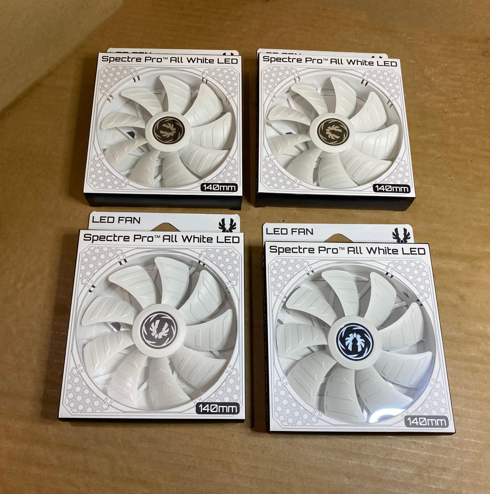 LOT 4x BitFenix Spectre Pro 140mm GREEN LED Case Fan 3-pin * BFF-WPRO-14025G-RP