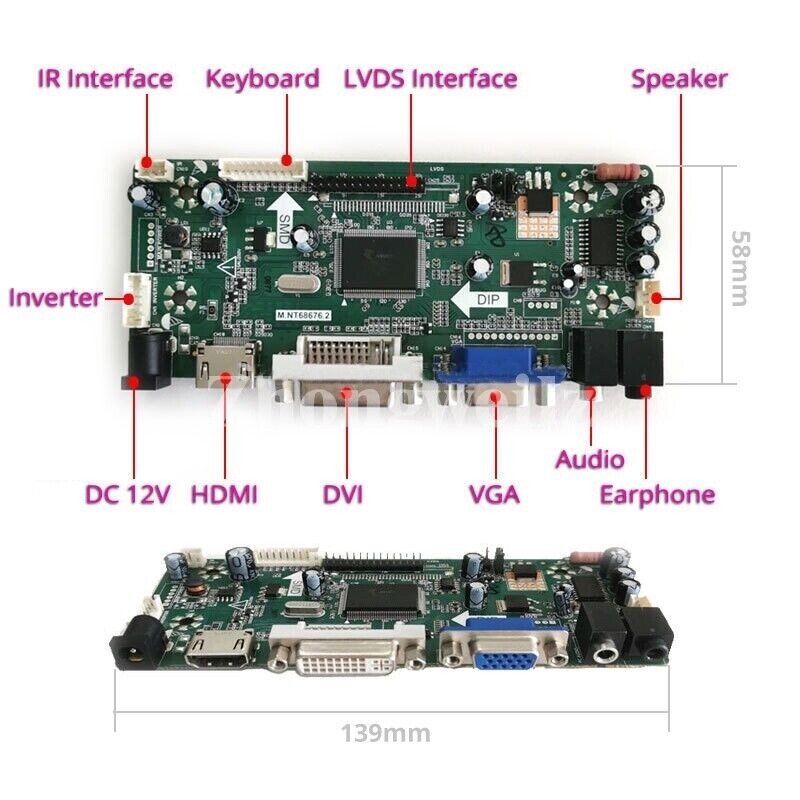 For N156BGE-L41/LA1/LB1 HDMI+DVI+VGA 1366×768 LVDS 40-Pin Panel Driver Board Kit