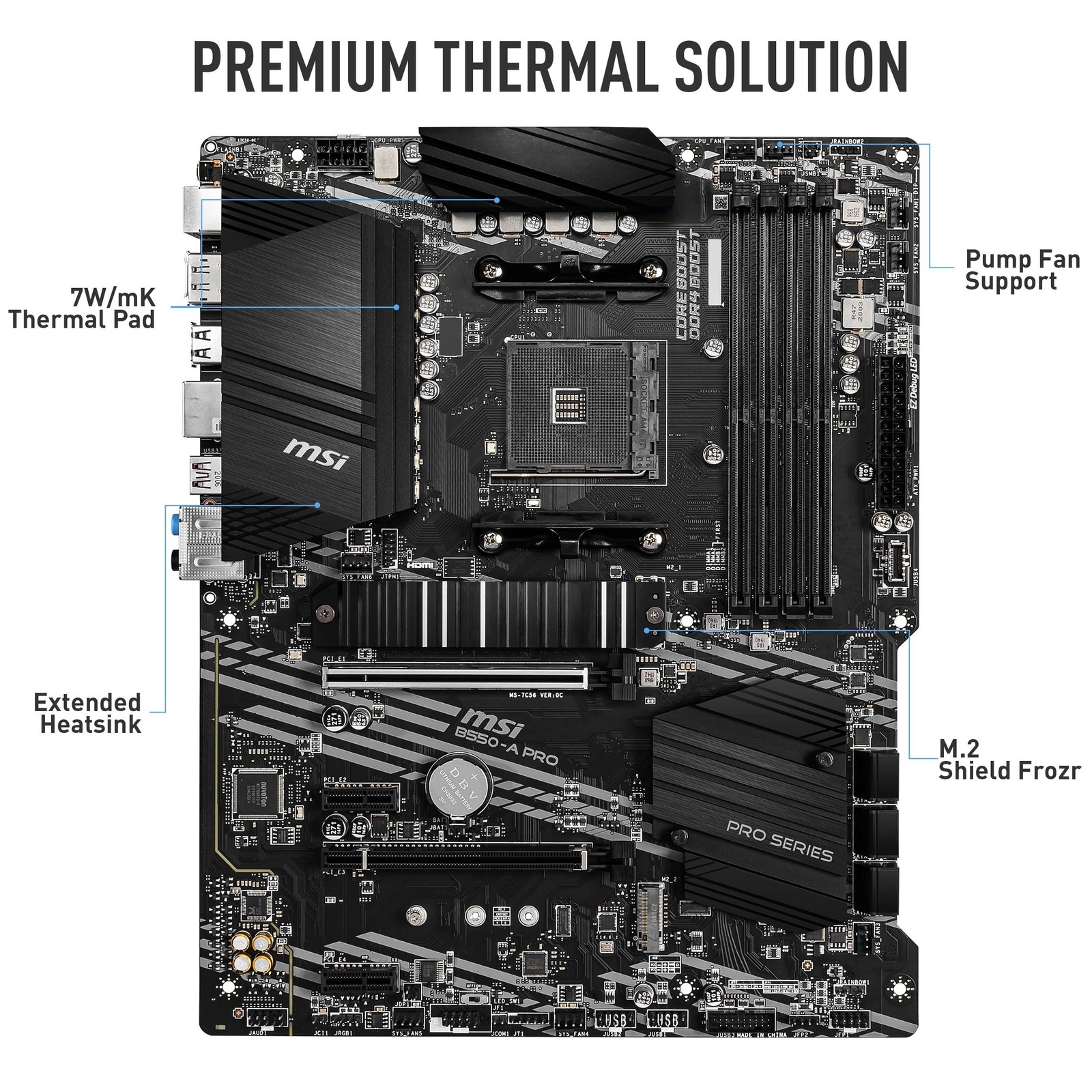 MSI B550-A PRO ProSeries Motherboard (AMD Ryzen 5000, AM4, DDR4, PCIe 4.0, SA…