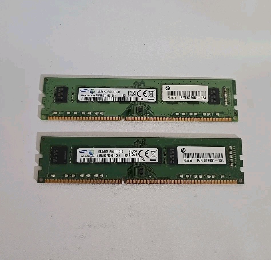16GB (2 x 8GB) Samsung HP 698651-154 PC3-12800U DDR3 Non-ECC RAM Memory