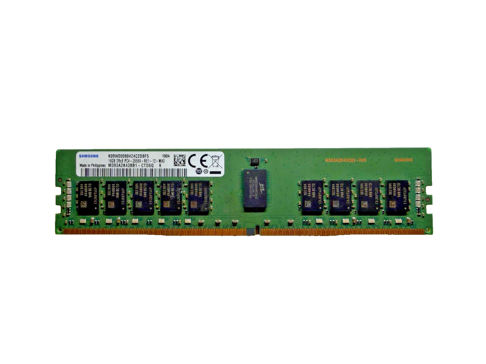 Samsung M393A2K43BB1-CTD6Q 16GB 2RX8 PC4-2666V-RE1-12 DDR4 2666MHz ECC memory