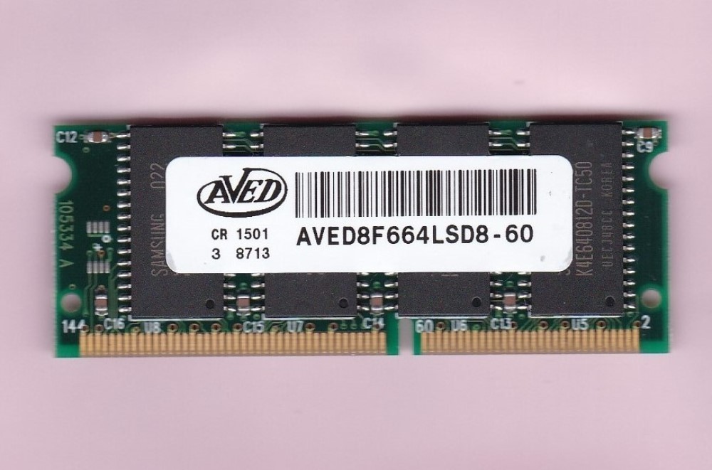 64MB EDO 60NS AVANT AVED8F664LSD8-60 144-PIN Laptop Ram Memory Stick 8Mx64