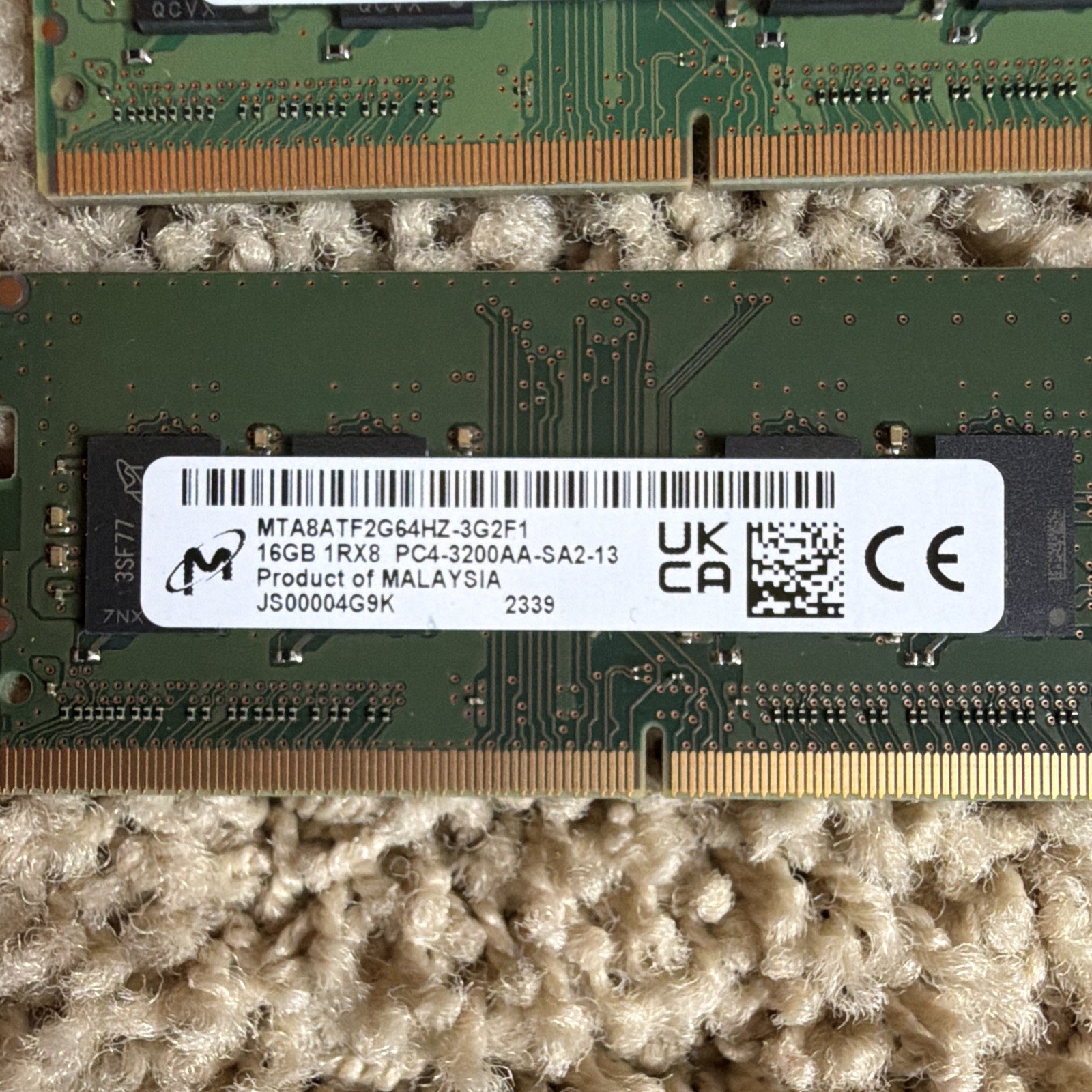 Lot of 4 64GB (4x16GB) DDR4-3200 PC4-3200AA 260-Pin SO-DIMM RAM