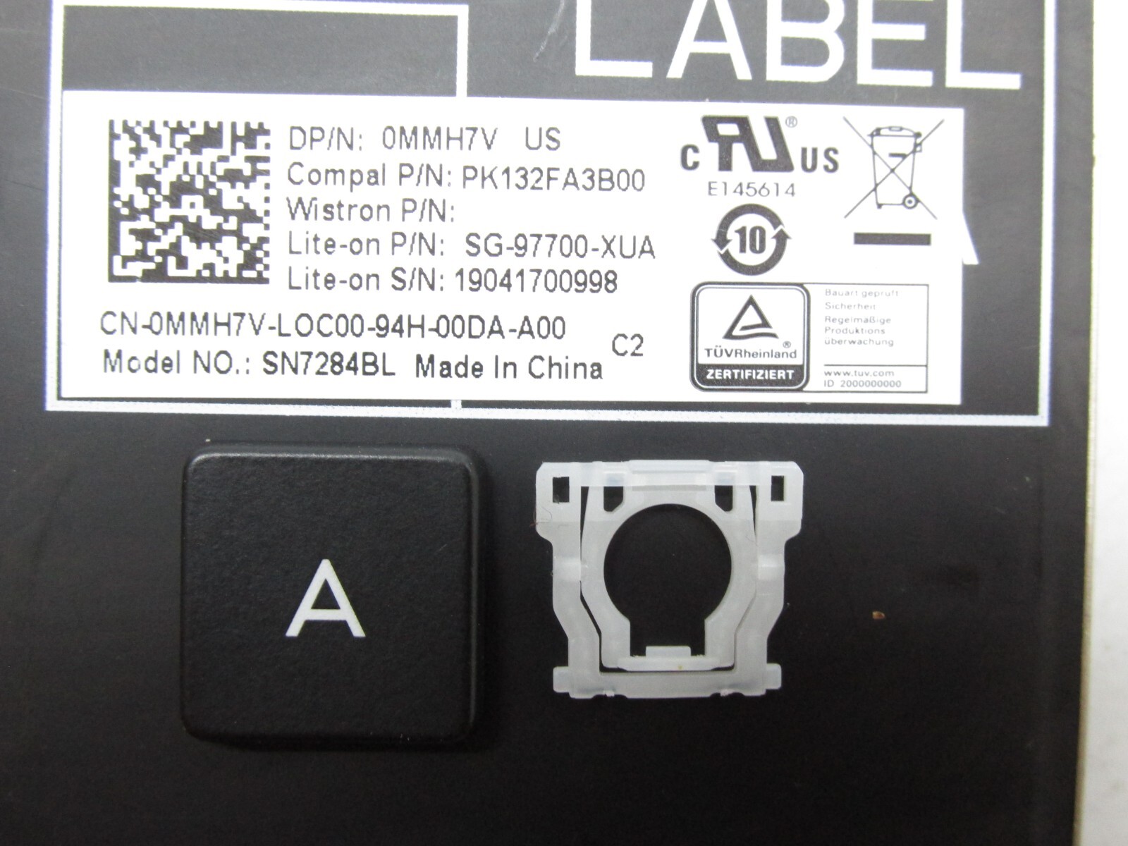 Single Key Cap + Clip For Dell Latitude 5500/M3540 From MMH7V Model: SN7284BL