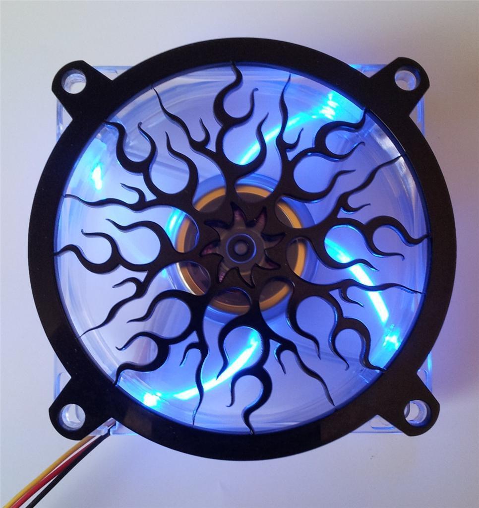 Custom 140mm FLAME Computer Fan Grill Gloss Black Acrylic Cooling Cover Mod