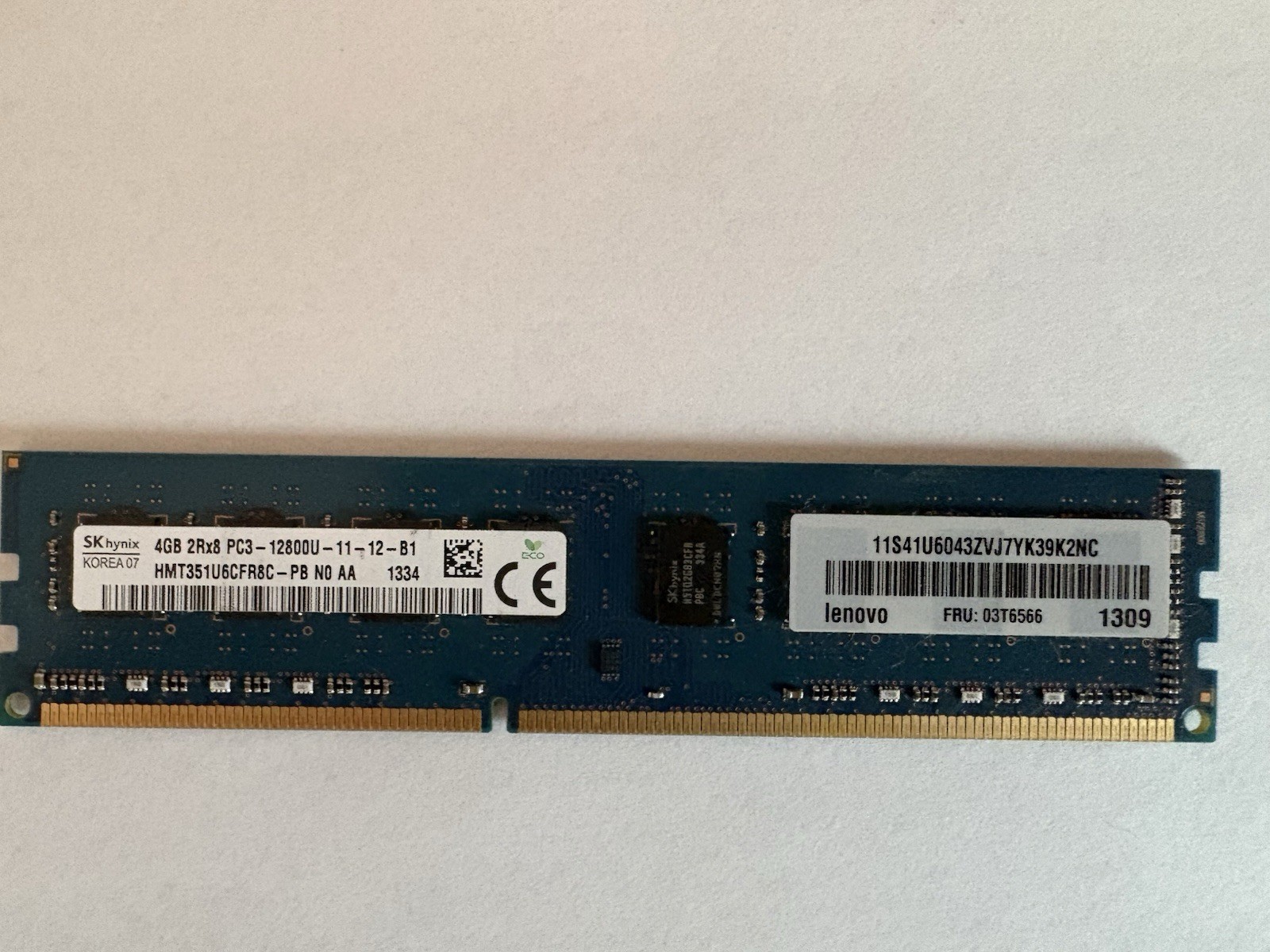 SK Hynix 4GB DDR3 PC3-12800U 1600MHz Desktop RAM | HMT351U6CFR8C-PB |