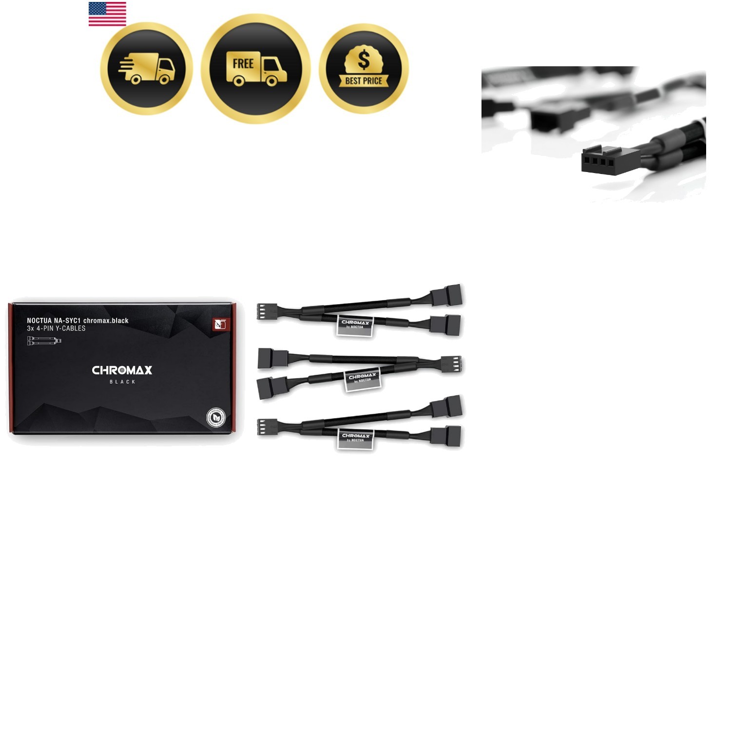 NA- chromax.Black, 4 Pin Y-Cables for PC Fans Black
